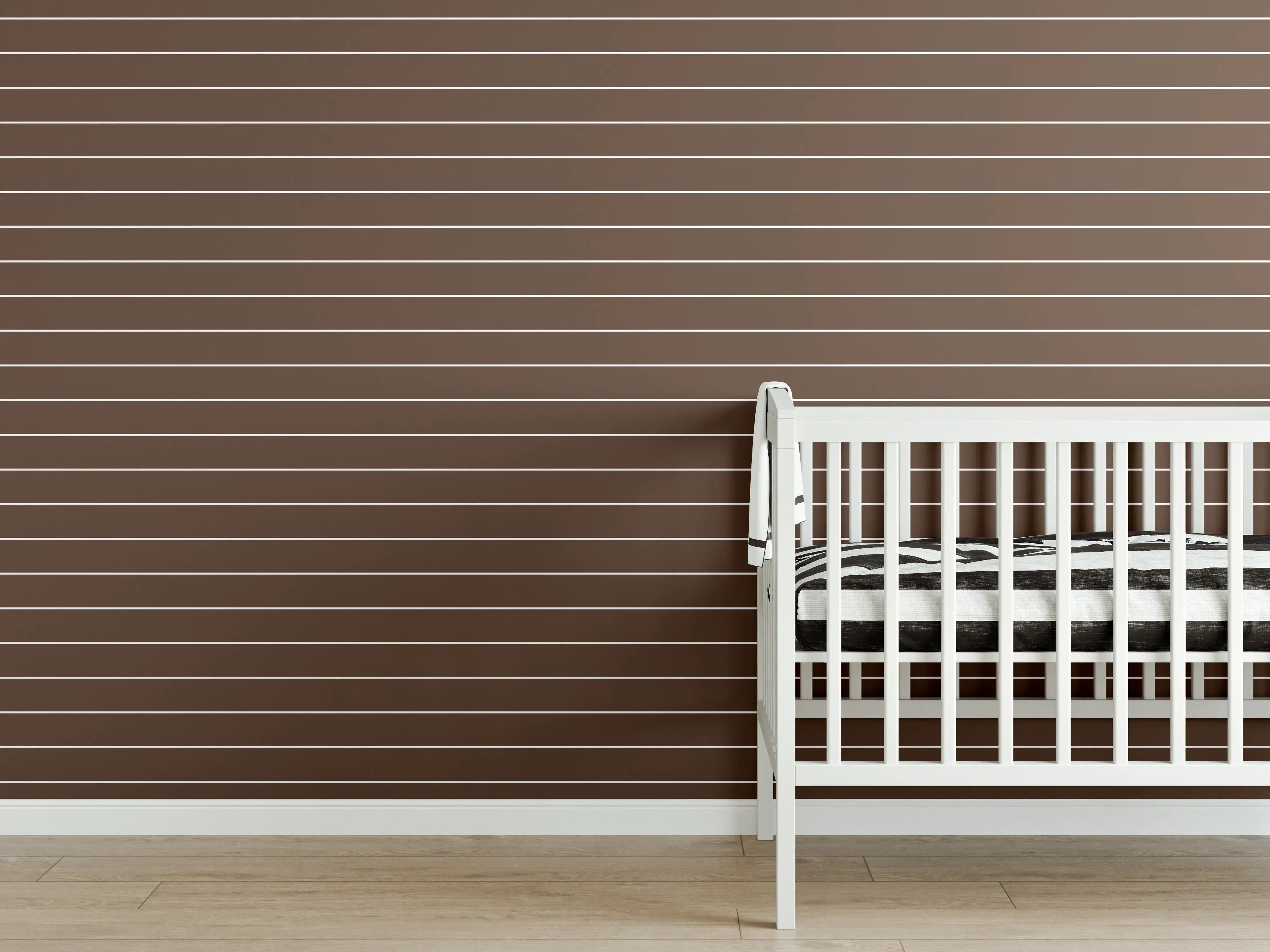 Babyzimmer Wandgestaltung - Warme Kaffee- und geometrische Linien