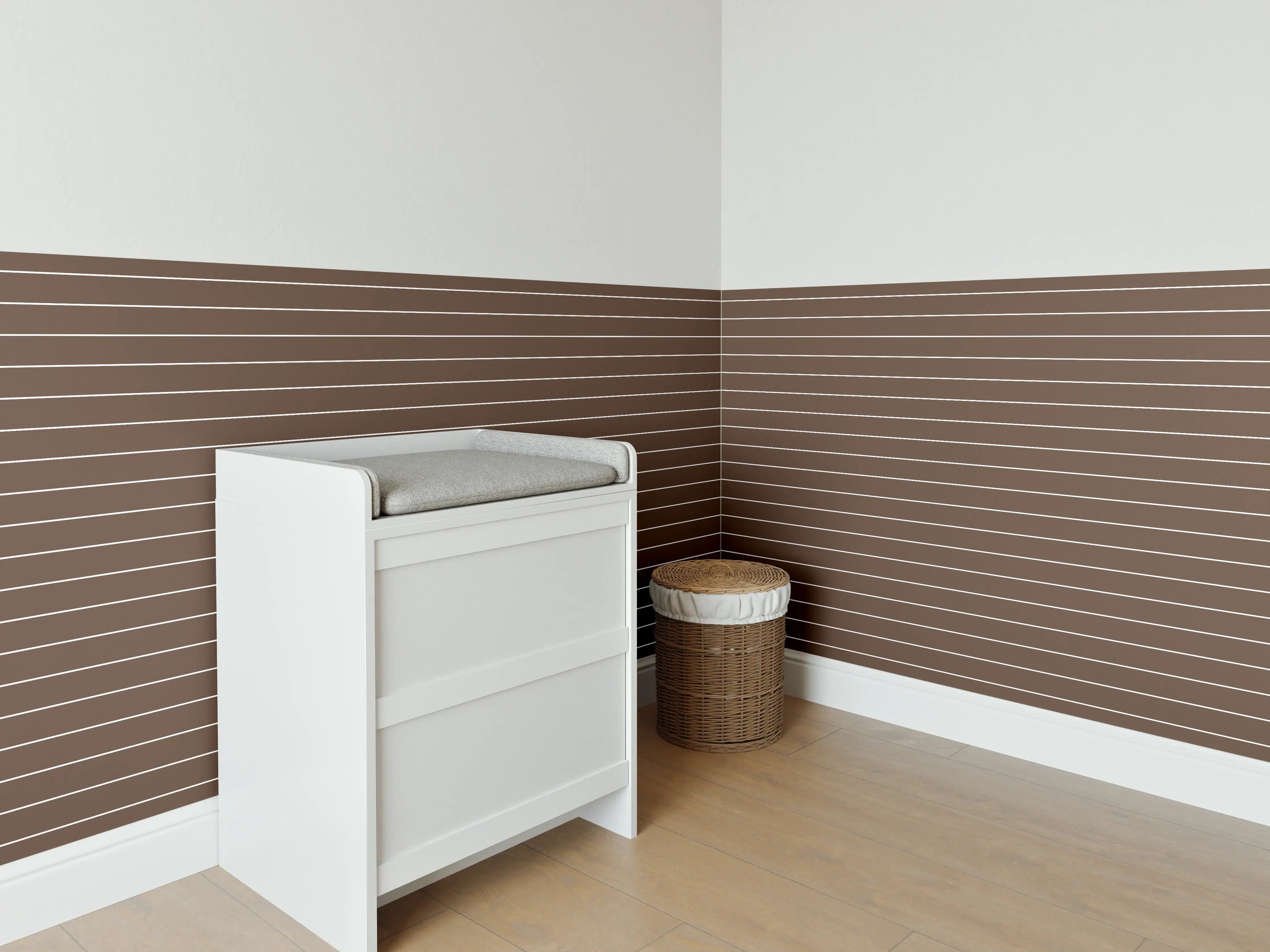 Babyzimmer Wandgestaltung - Warme Kaffee- und geometrische Linien