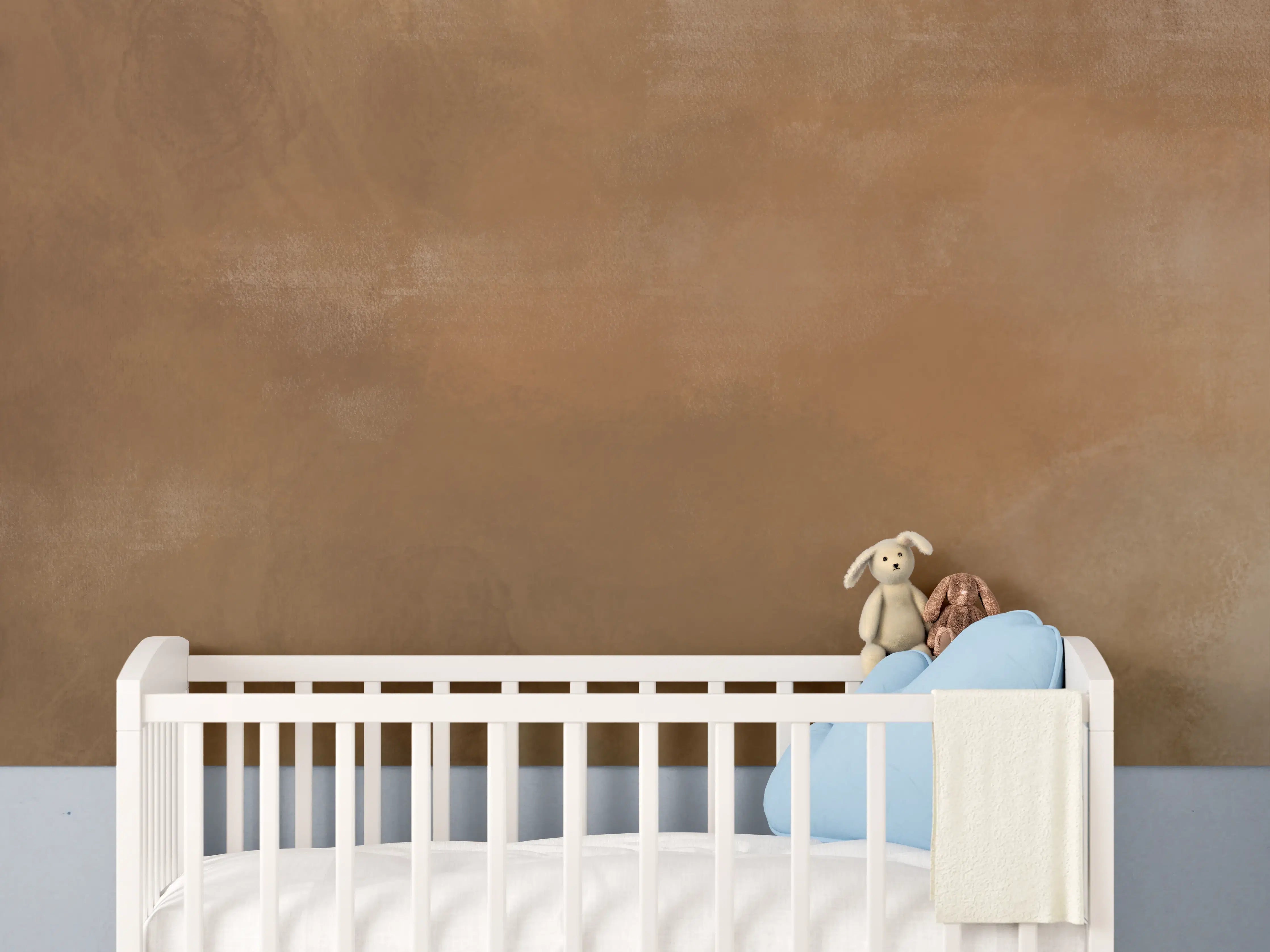 Babyzimmer Wandgestaltung - Warme Metallische Textur in Braun- und Goldtönen