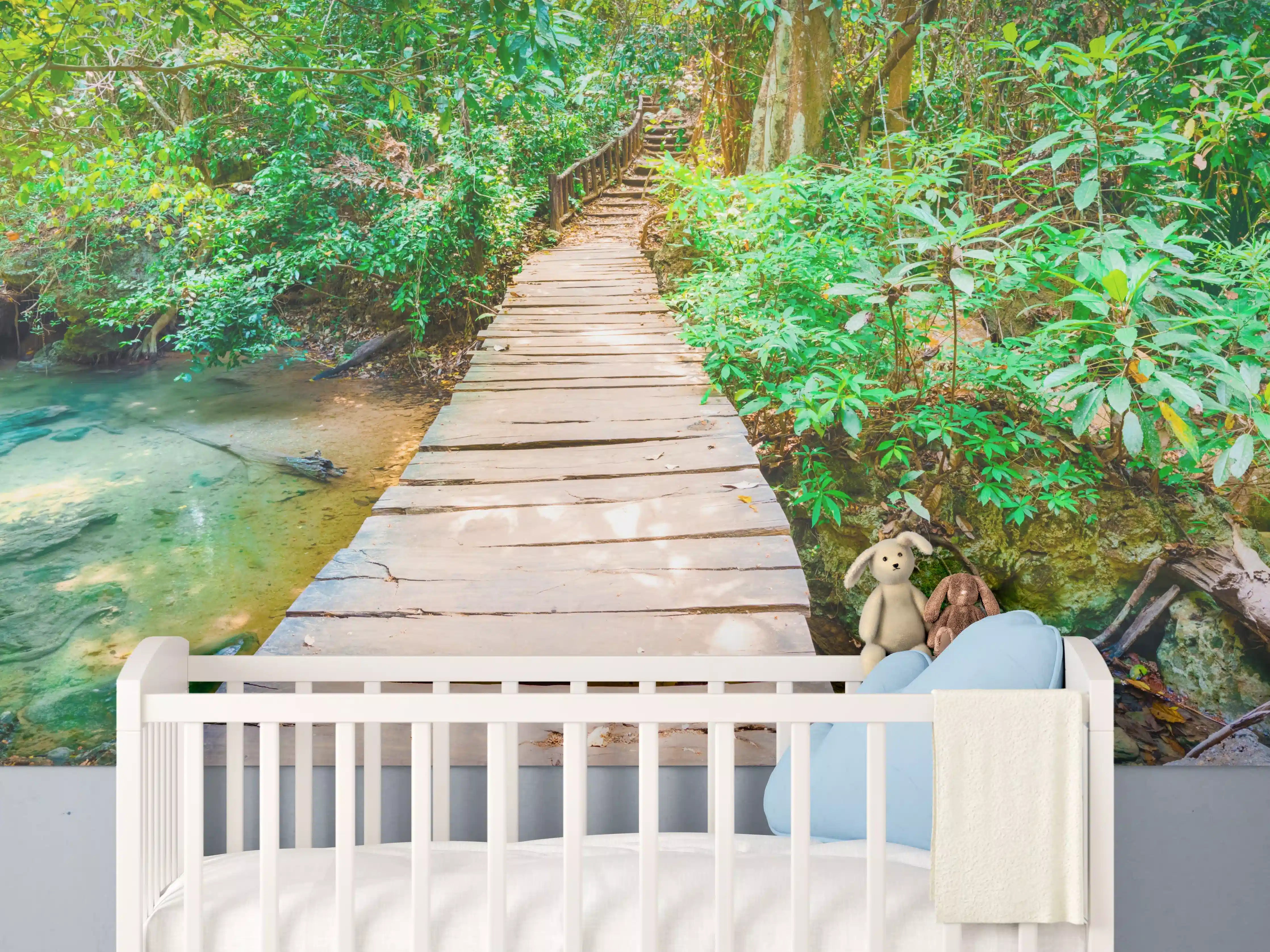 Babyzimmer Wandgestaltung - Wasserfall im Erawan-Nationalpark