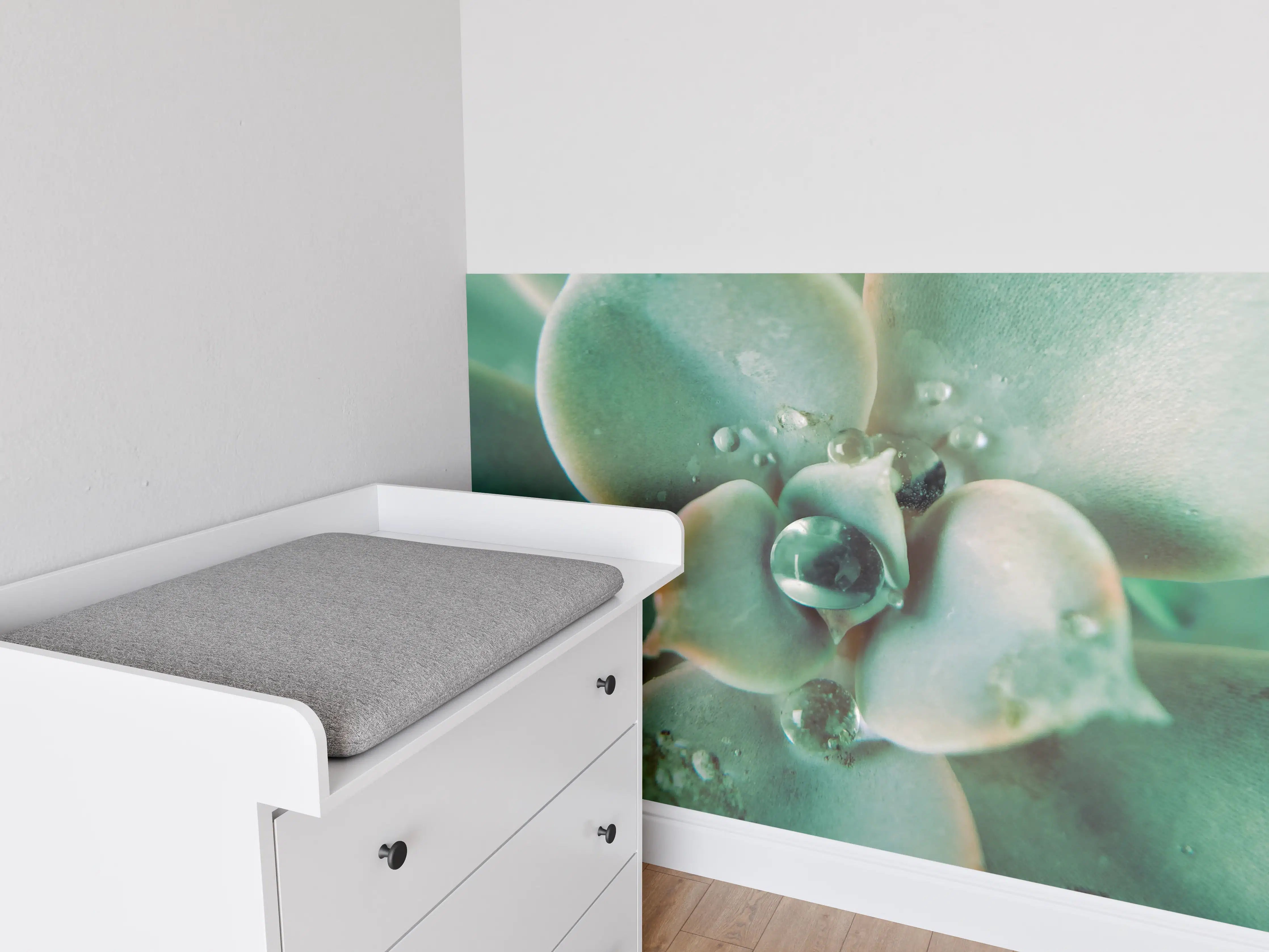 Babyzimmer Wandgestaltung - Wassertropfen - Sukkulente