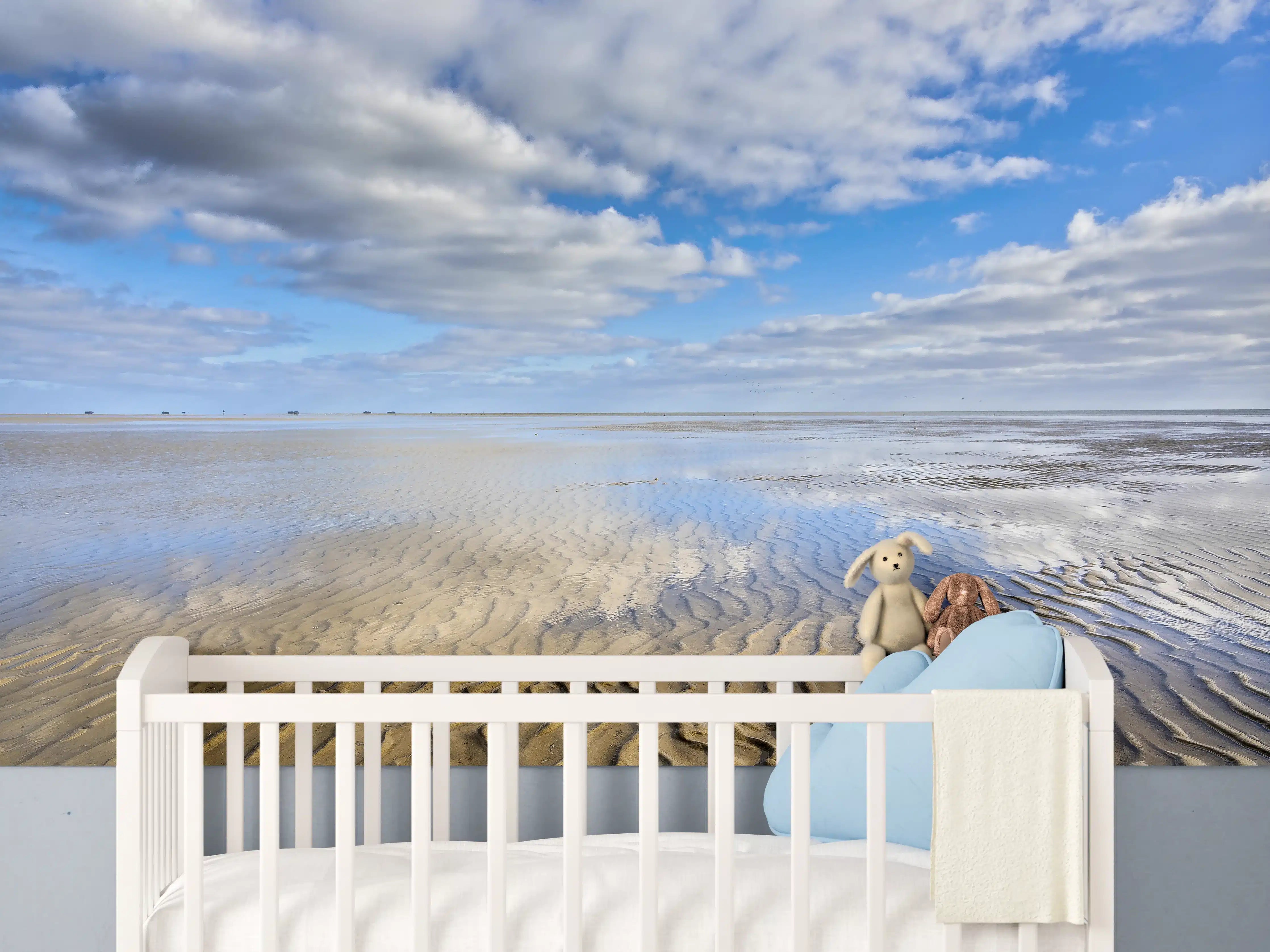 Babyzimmer Wandgestaltung - Wattenmeer der Nordsee bei Ebbe
