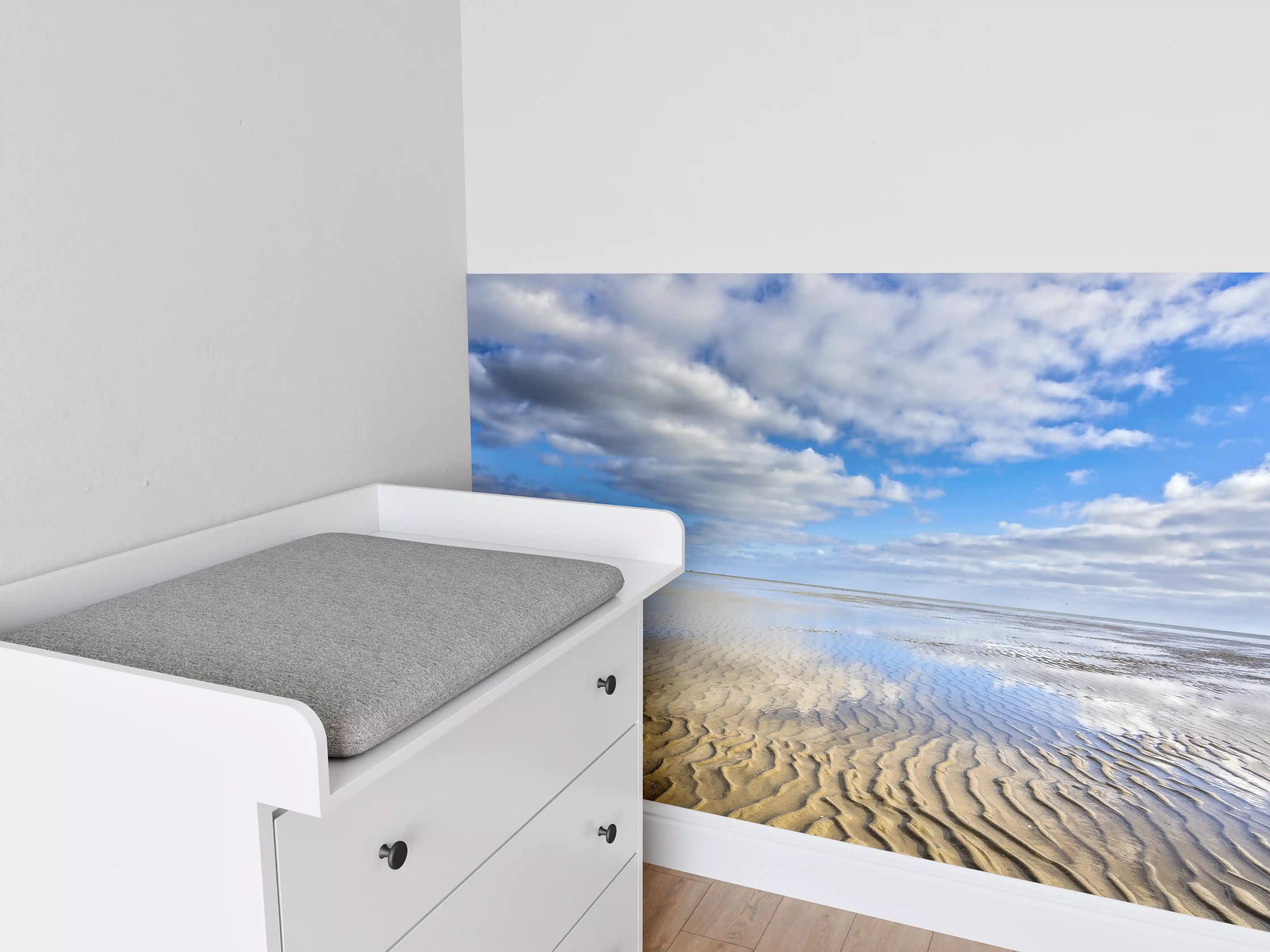 Babyzimmer Wandgestaltung - Wattenmeer der Nordsee bei Ebbe