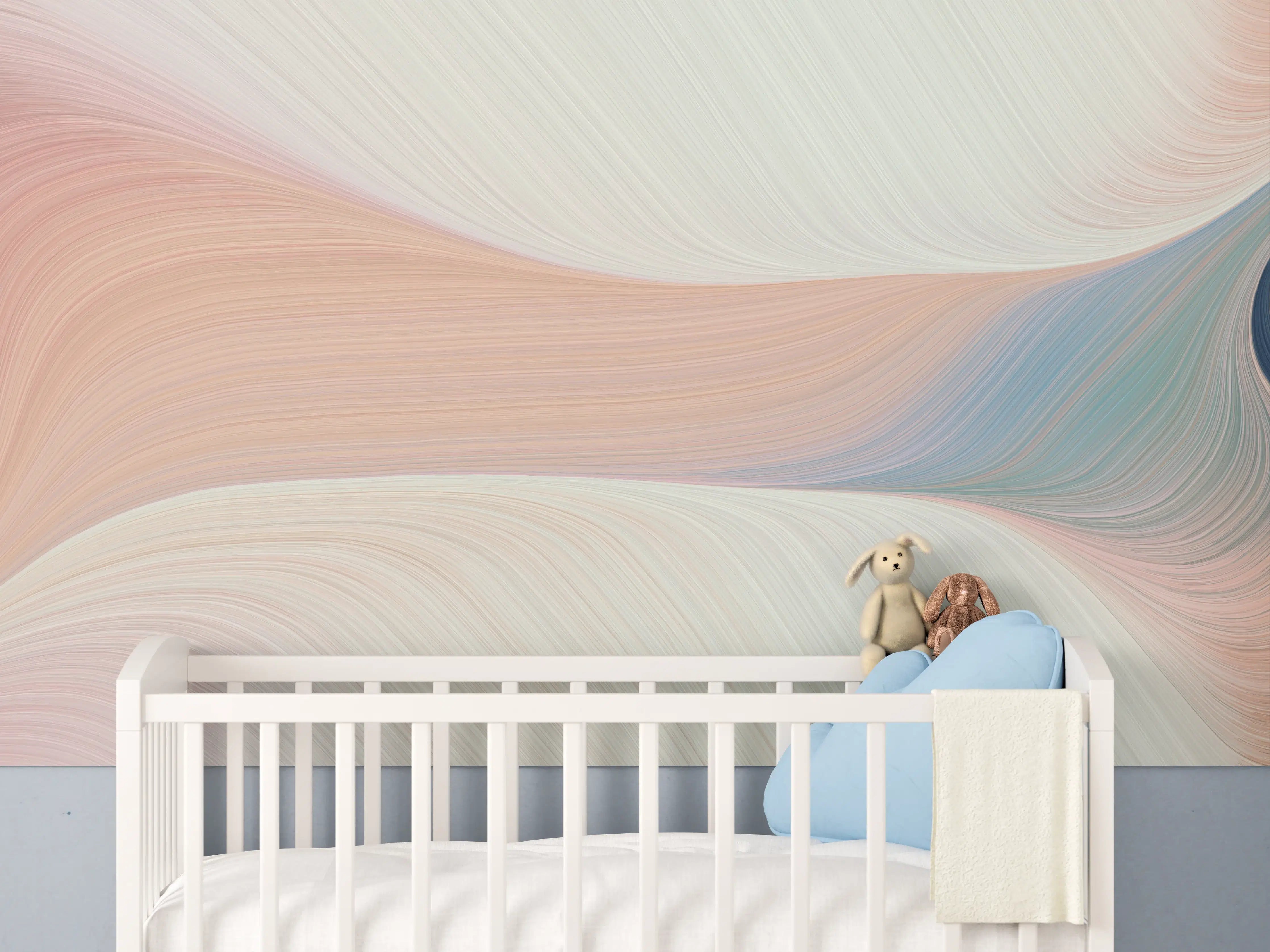 Babyzimmer Wandgestaltung - Weiche Pastellfarben im abstrakten Muster
