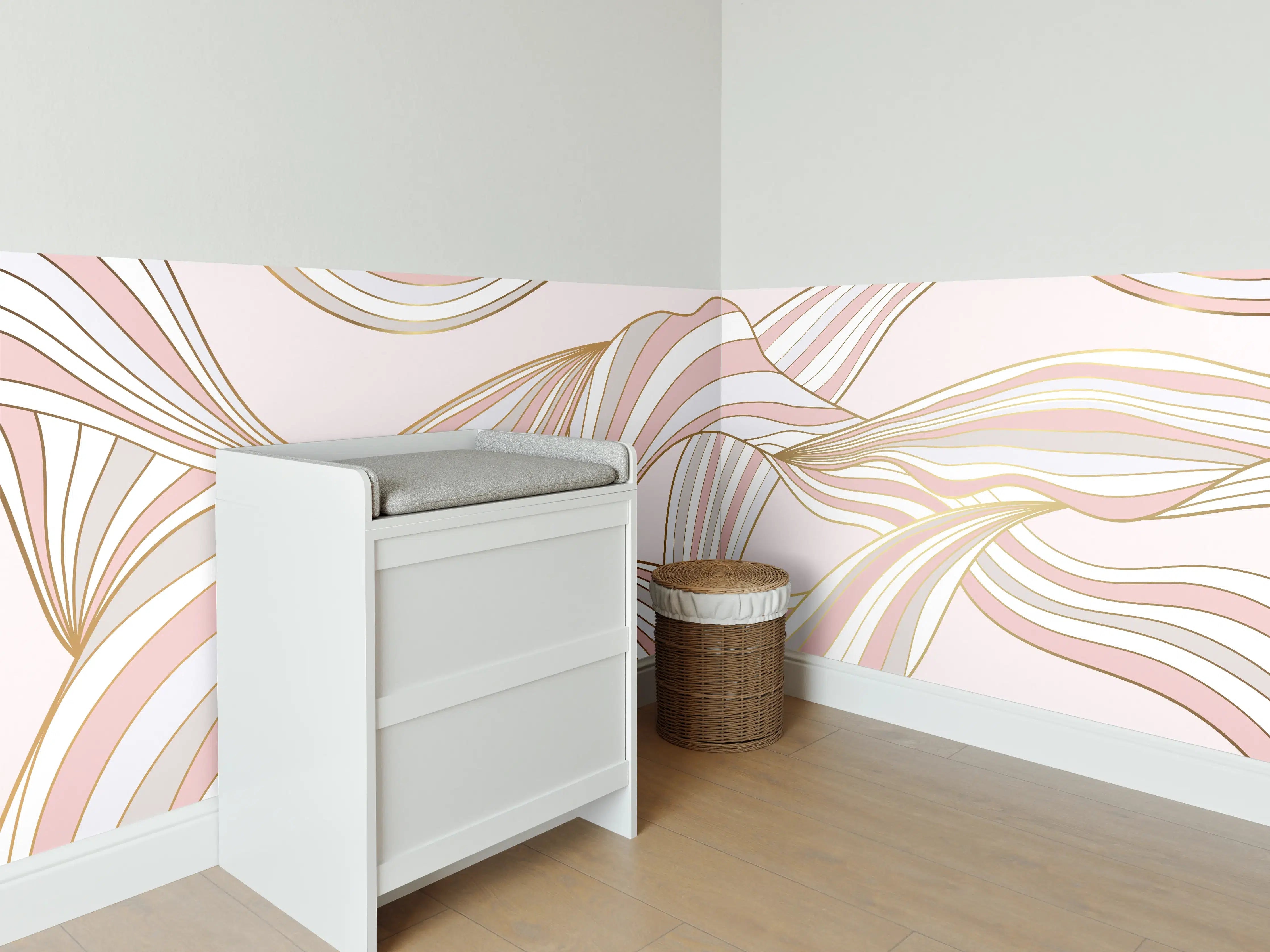 Babyzimmer Wandgestaltung - Weiche bevorstehende Linien in Pastellfarben