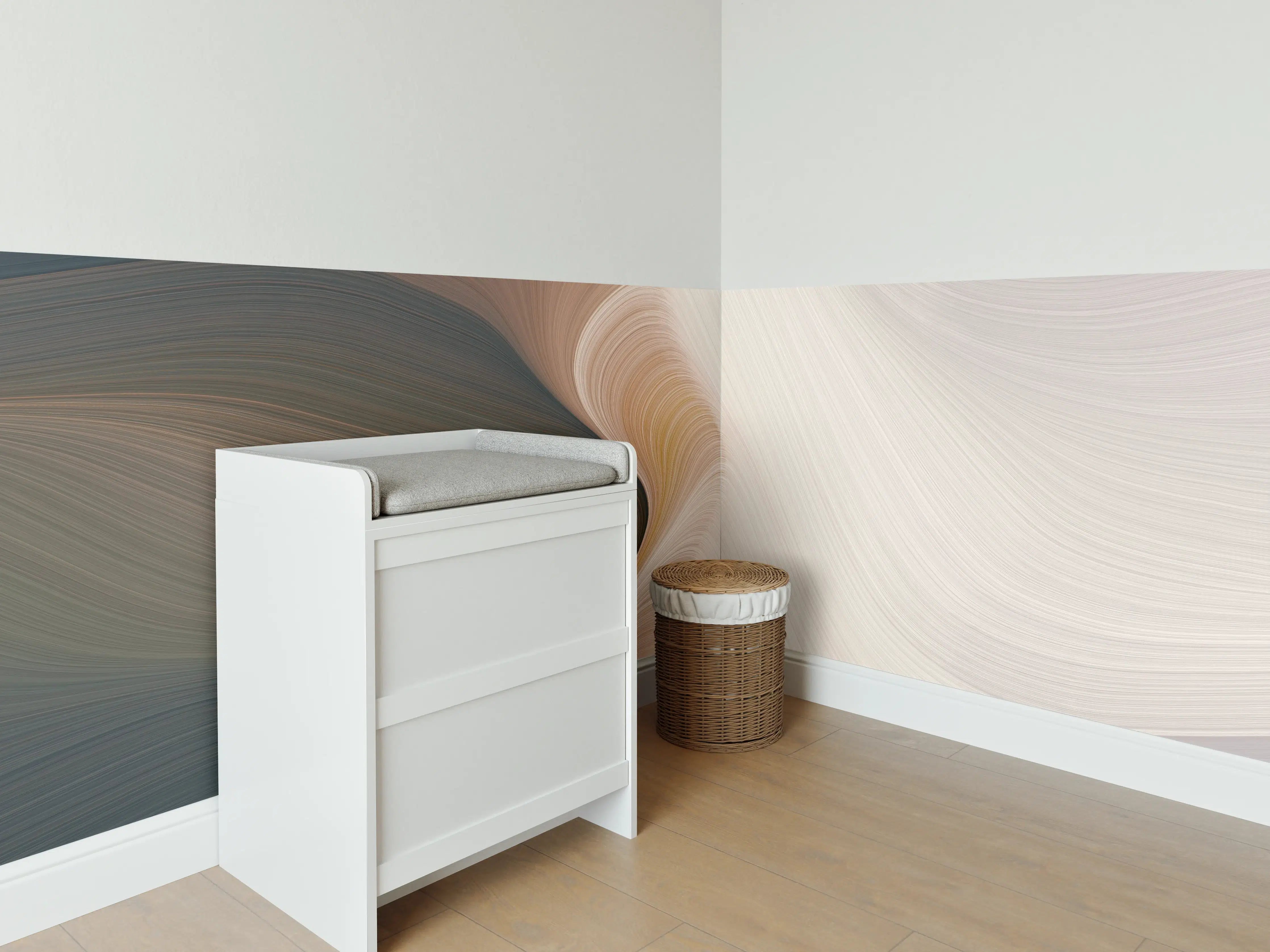 Babyzimmer Wandgestaltung - Weiche, elegante Farbverläufe in Creme und Taupe