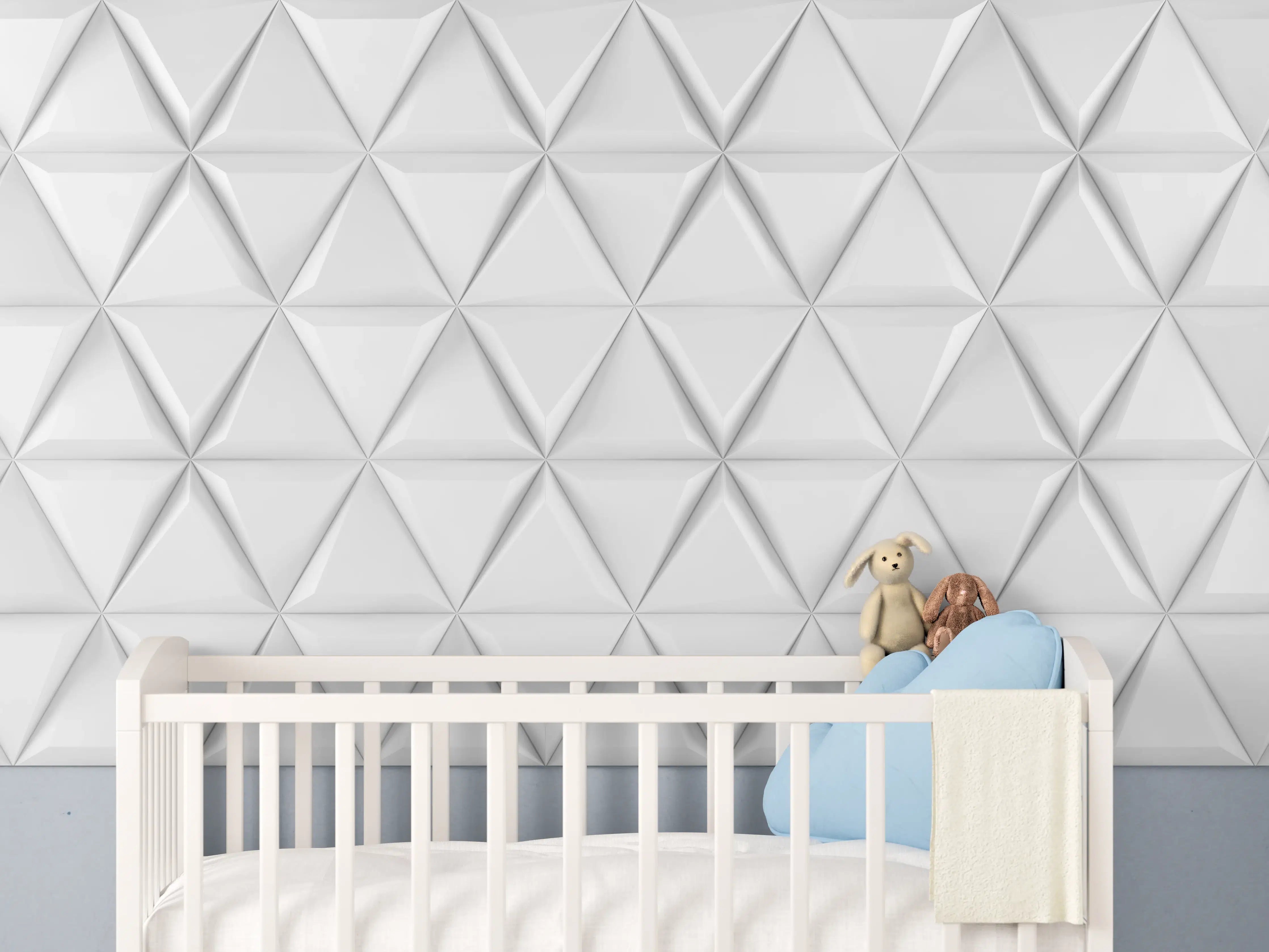 Babyzimmer Wandgestaltung - Weiß 3D Geometrische Textur