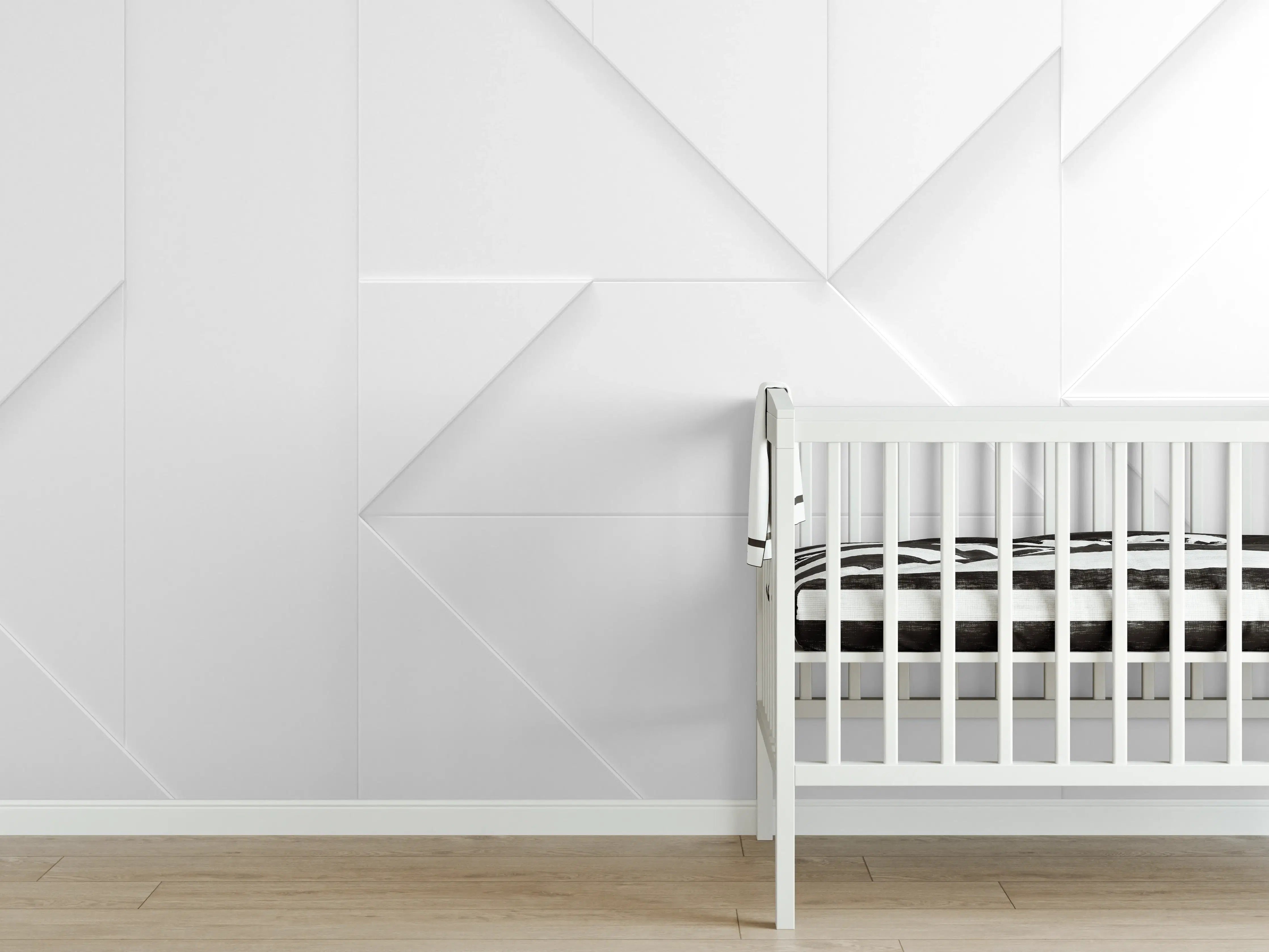 Babyzimmer Wandgestaltung - Weiß Geometrisches 3D Design