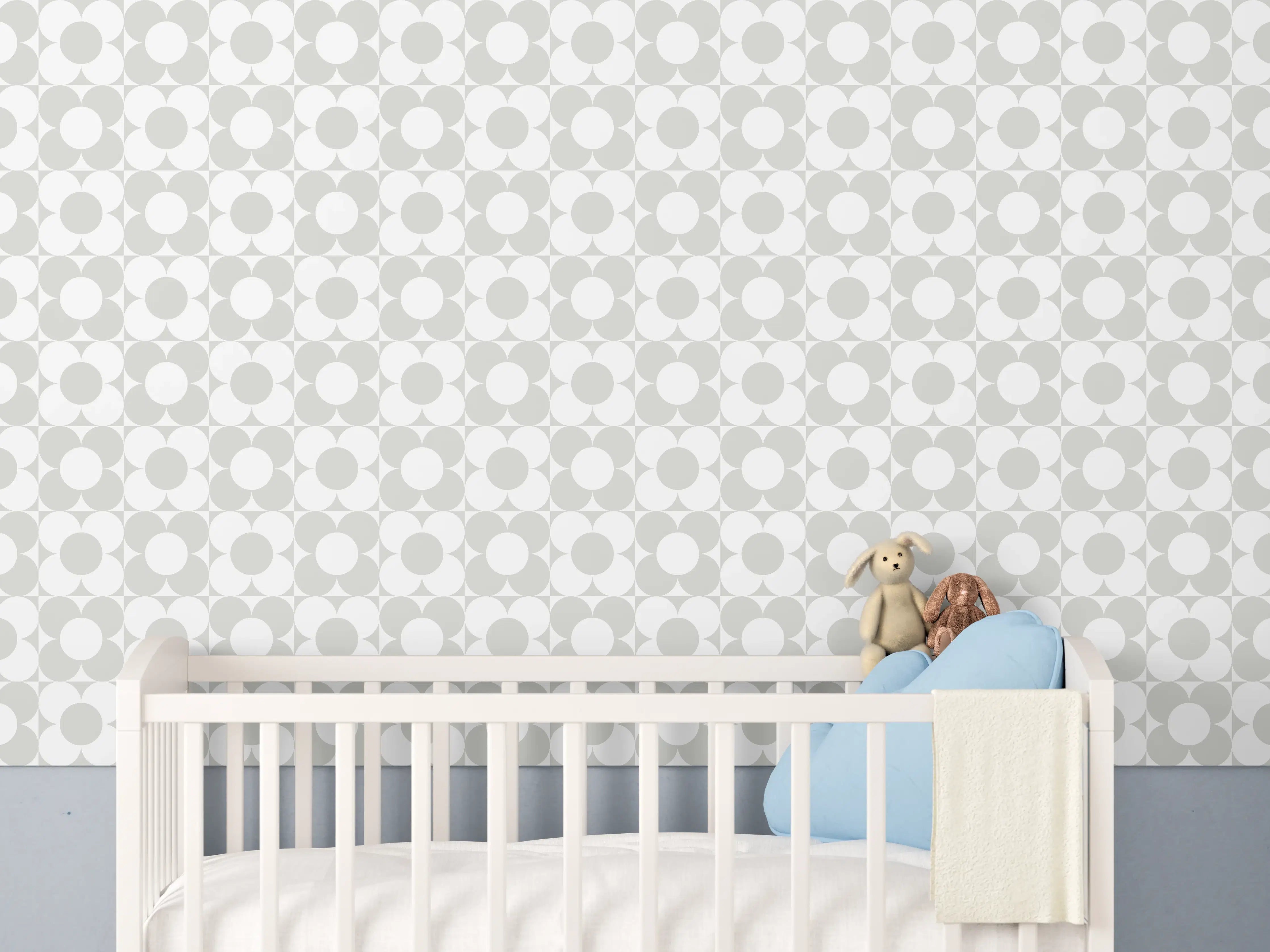 Babyzimmer Wandgestaltung - Weiß-Grau-Marmortextur mit sanften Graunuancen