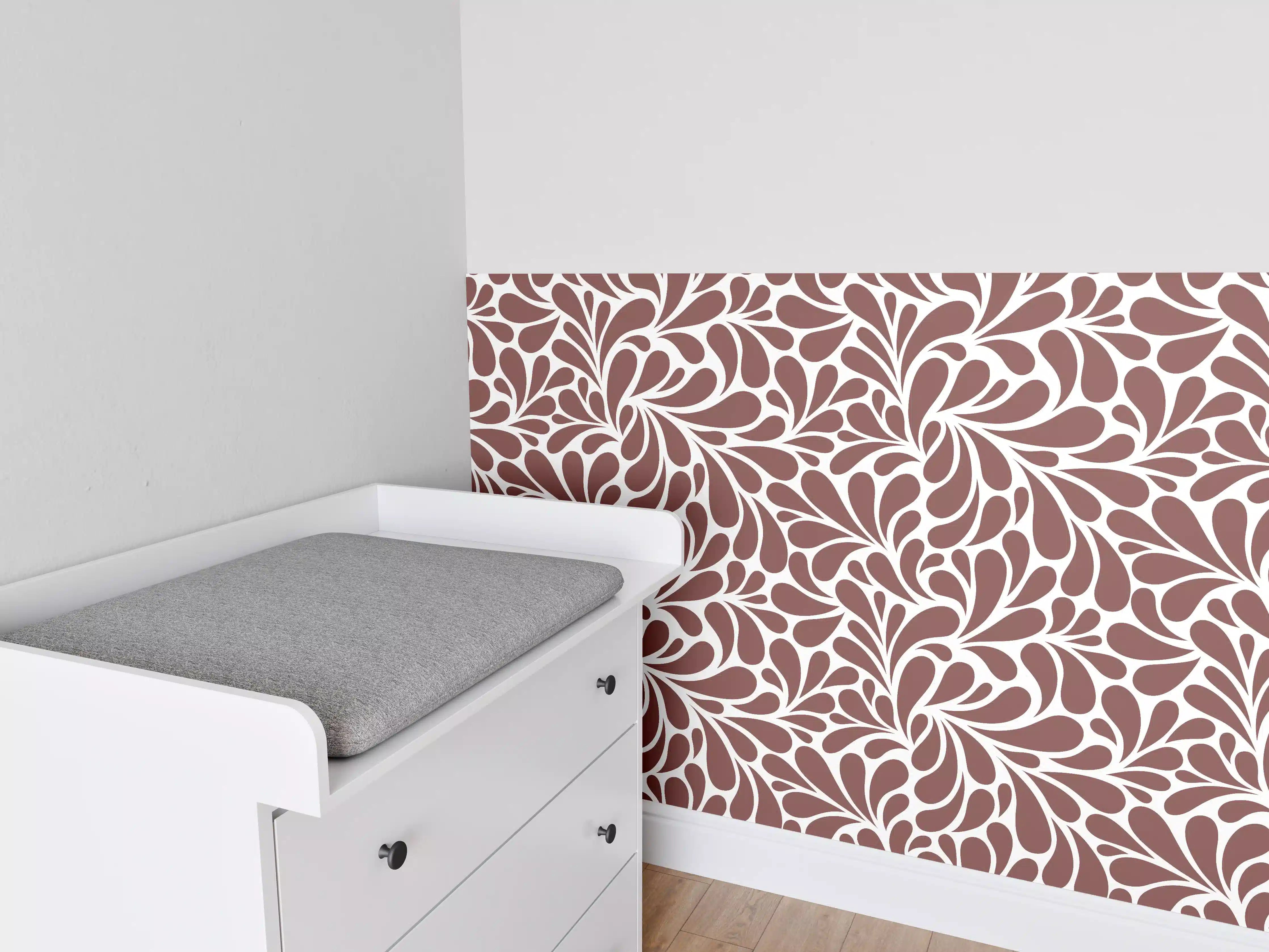 Babyzimmer Wandgestaltung - Weiß-Grau-Motive mit floralem Design