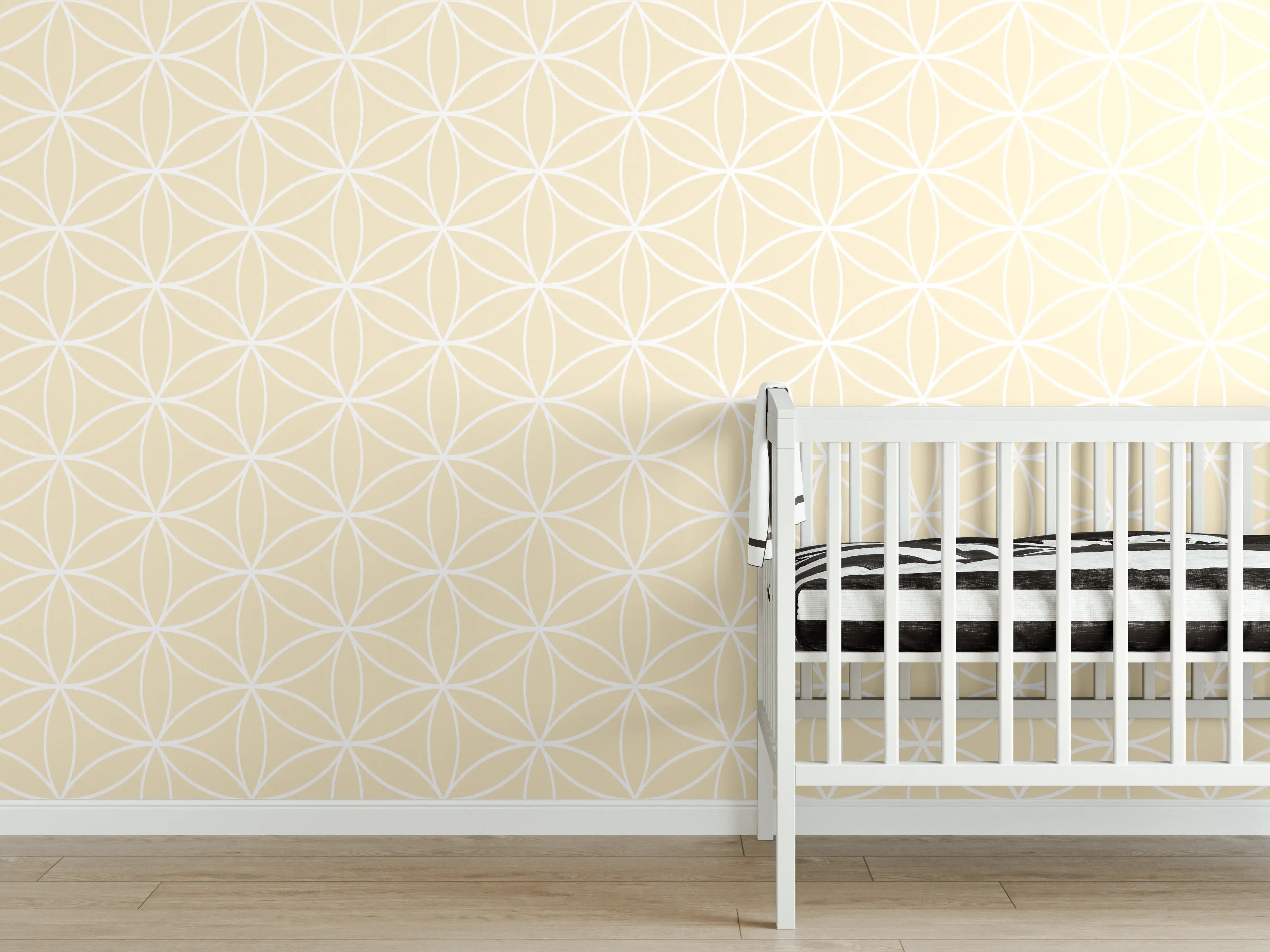 Babyzimmer Wandgestaltung - Weiß-Grau-Muster mit zarten Graunuancen
