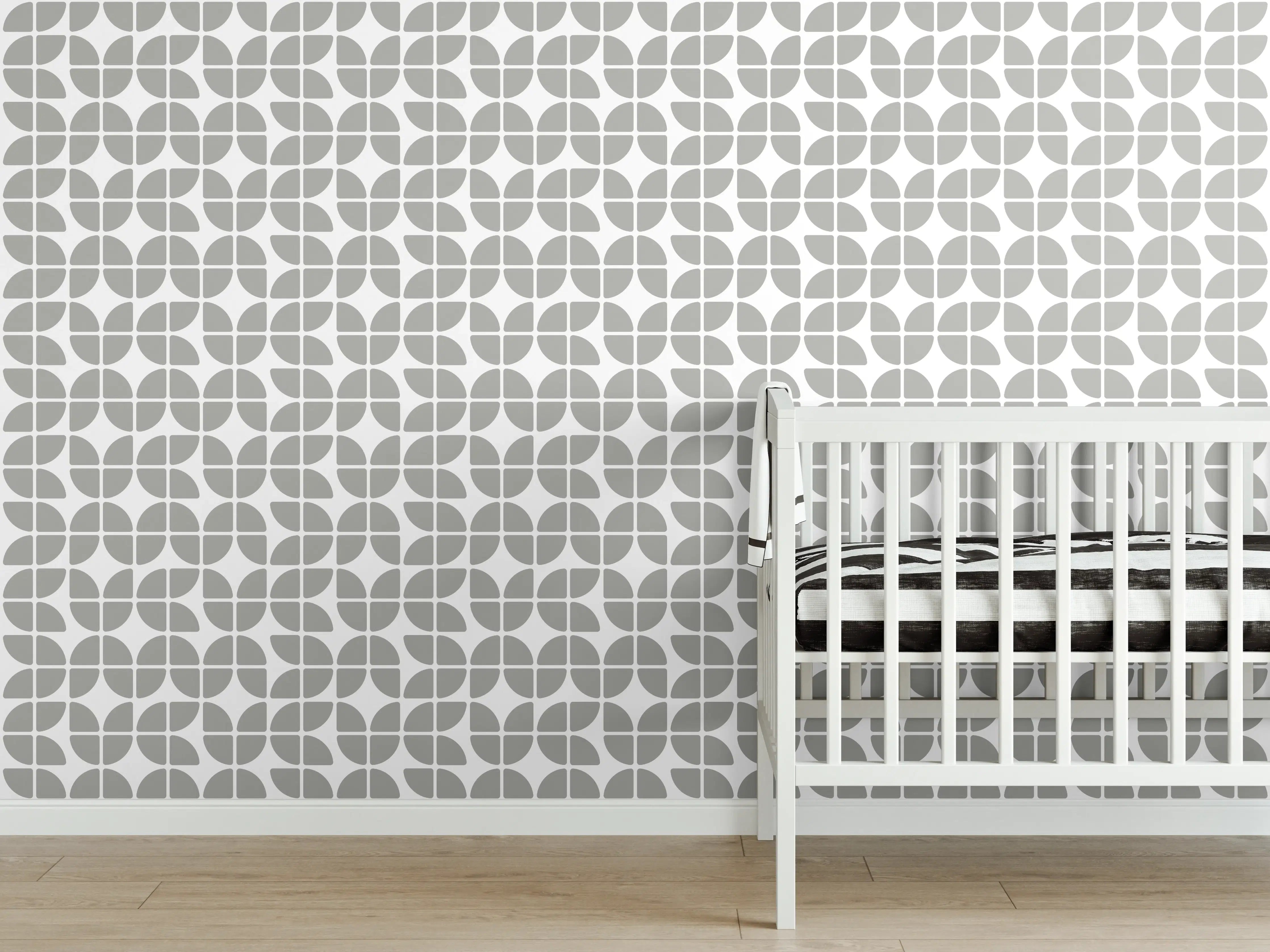 Babyzimmer Wandgestaltung - Weiß-Grau-Musterfliese