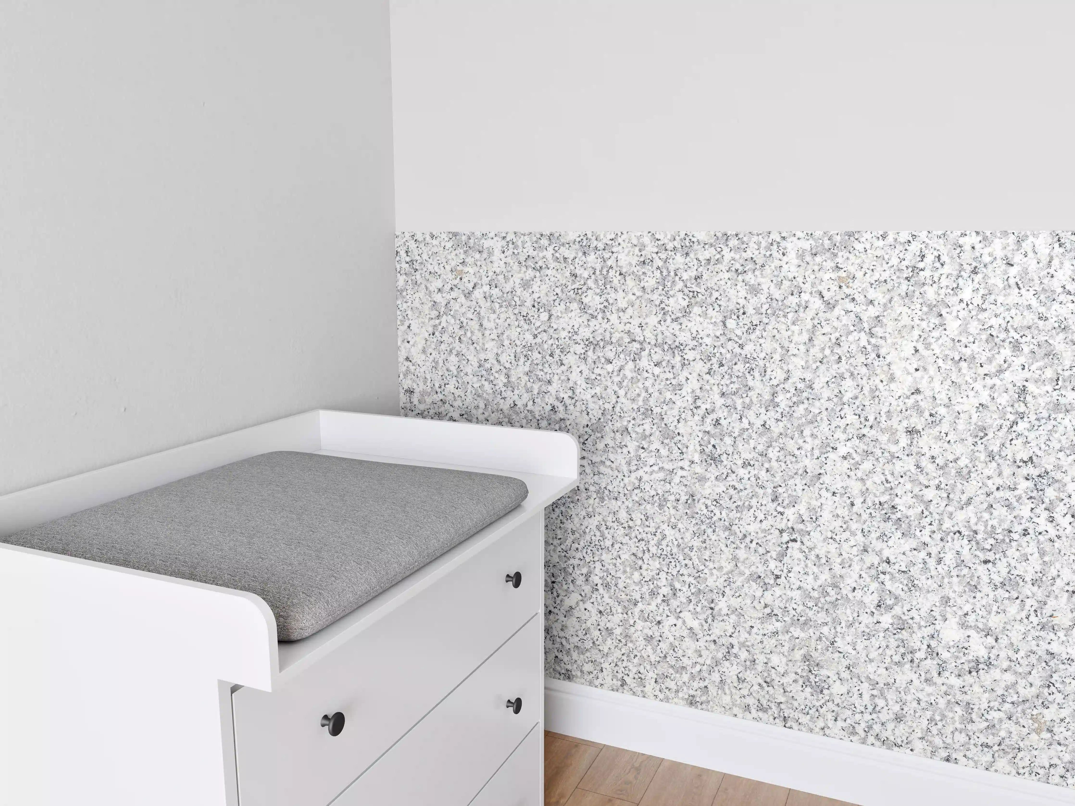 Babyzimmer Wandgestaltung - Weiß-Grau Terrazzo Bodentextur
