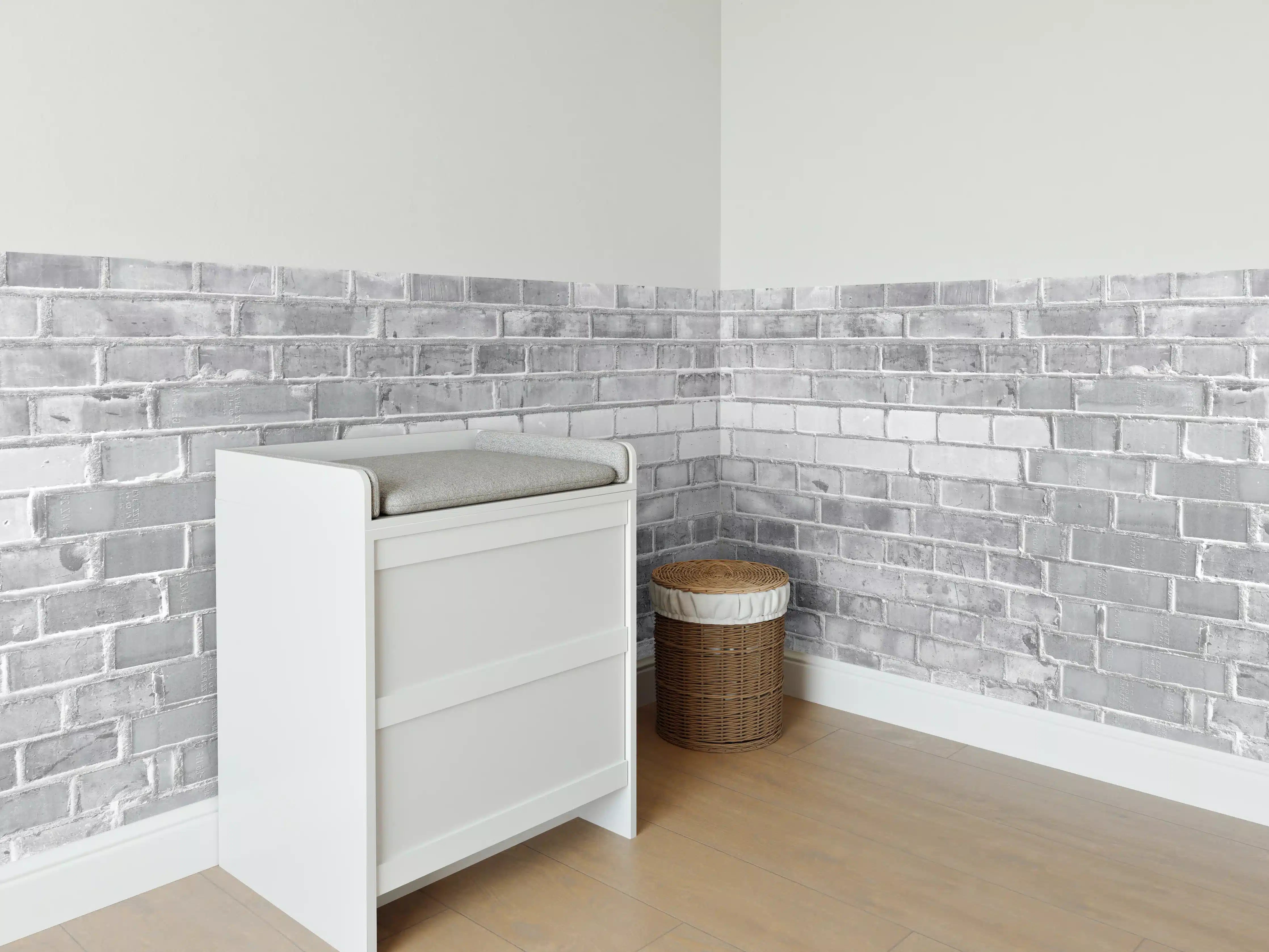 Babyzimmer Wandgestaltung - Weiß-Graue Backstein Wandtextur