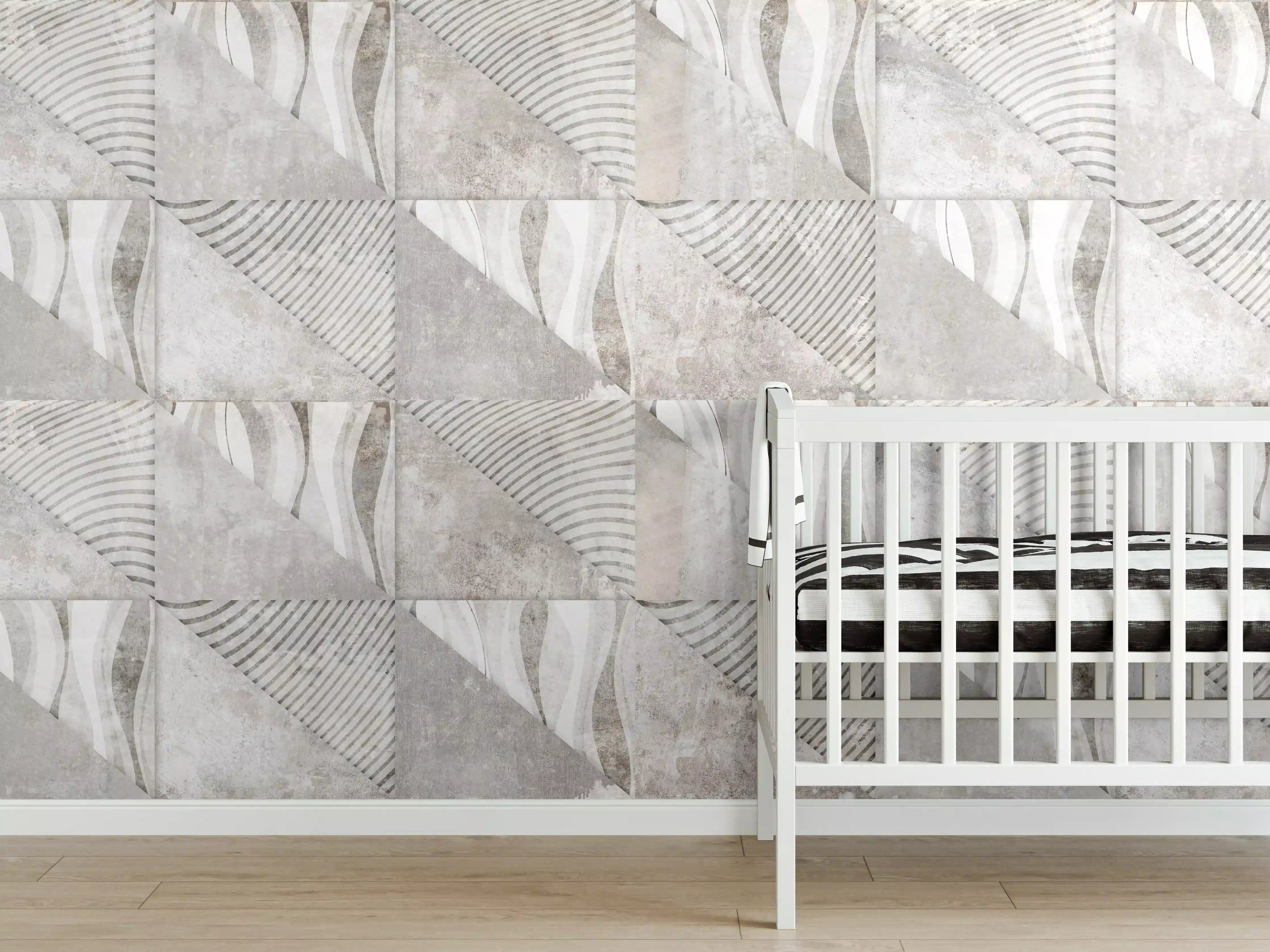 Babyzimmer Wandgestaltung - Weiß-Graue Beton-Textur Muster