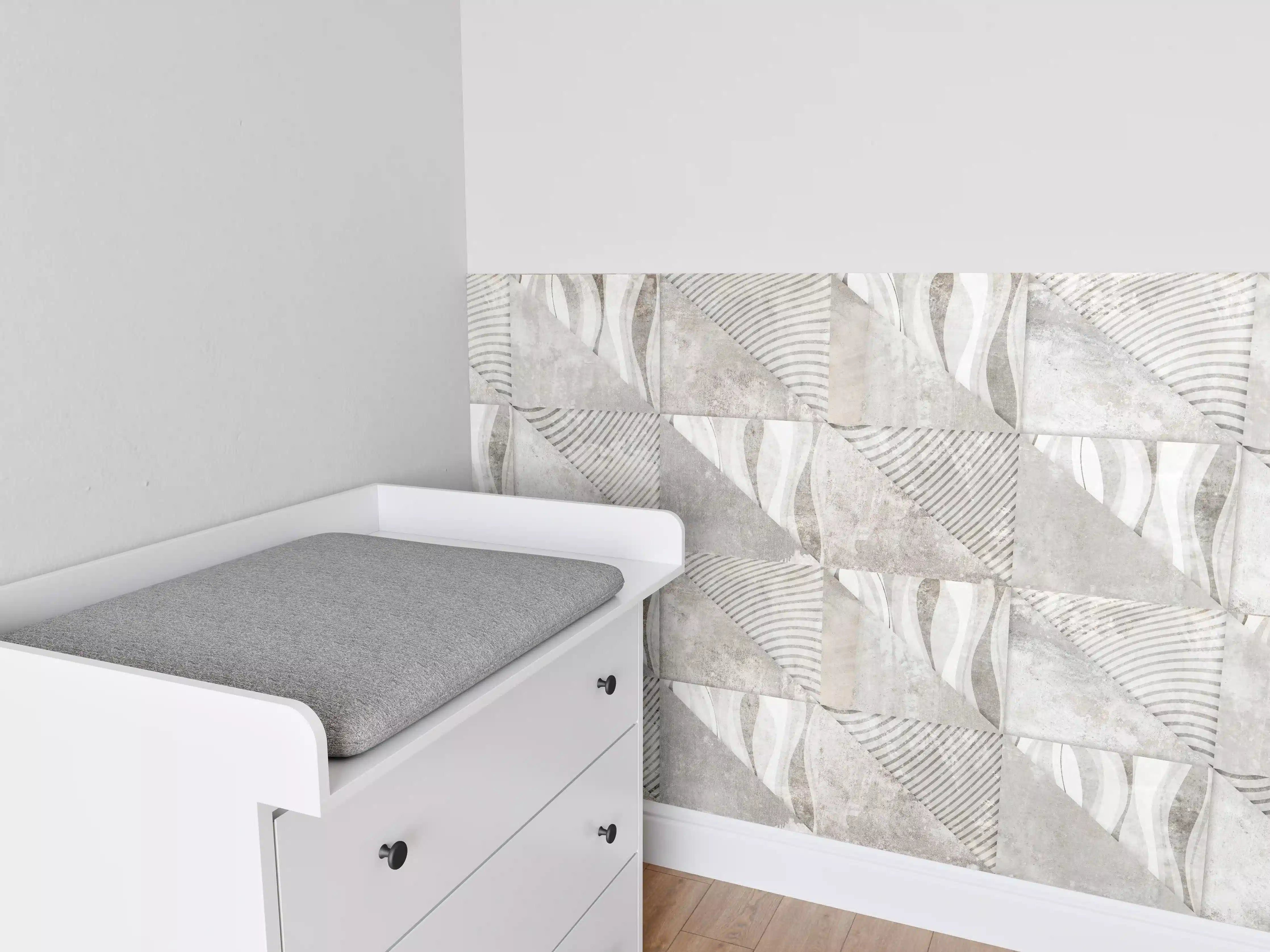 Babyzimmer Wandgestaltung - Weiß-Graue Beton-Textur Muster
