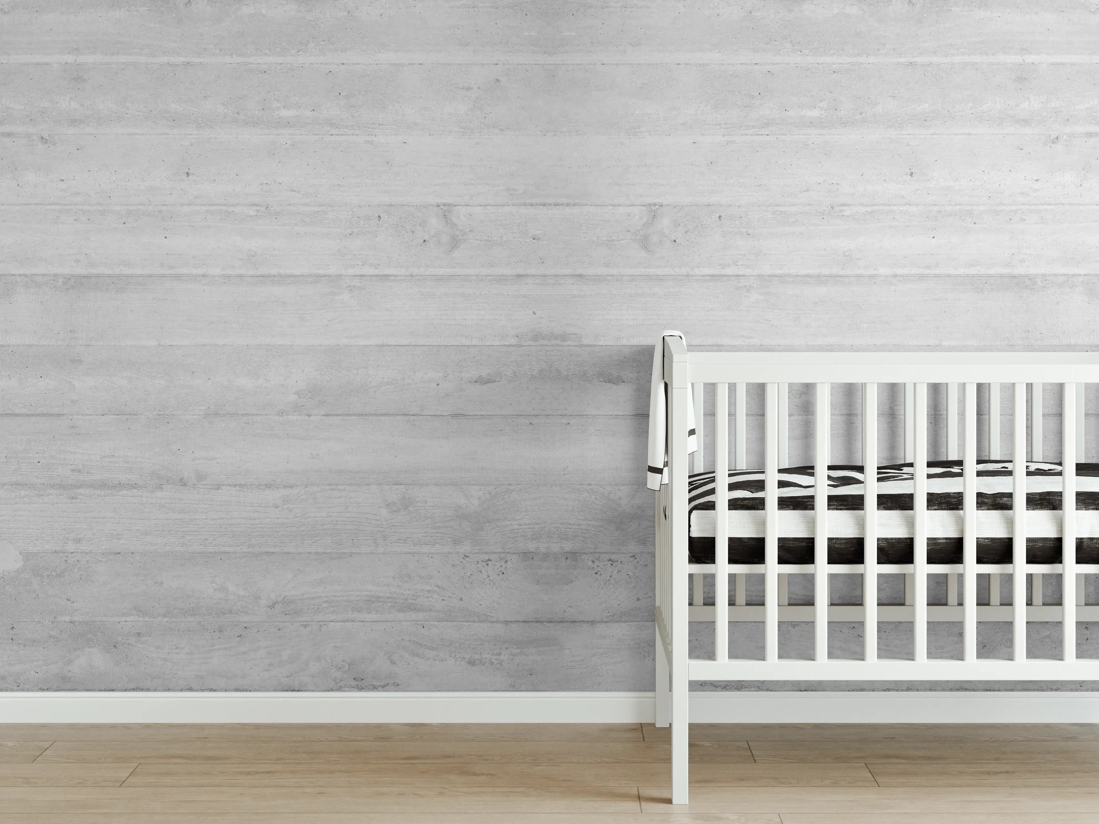 Babyzimmer Wandgestaltung - Weiß-Graue Betontextur Panorama