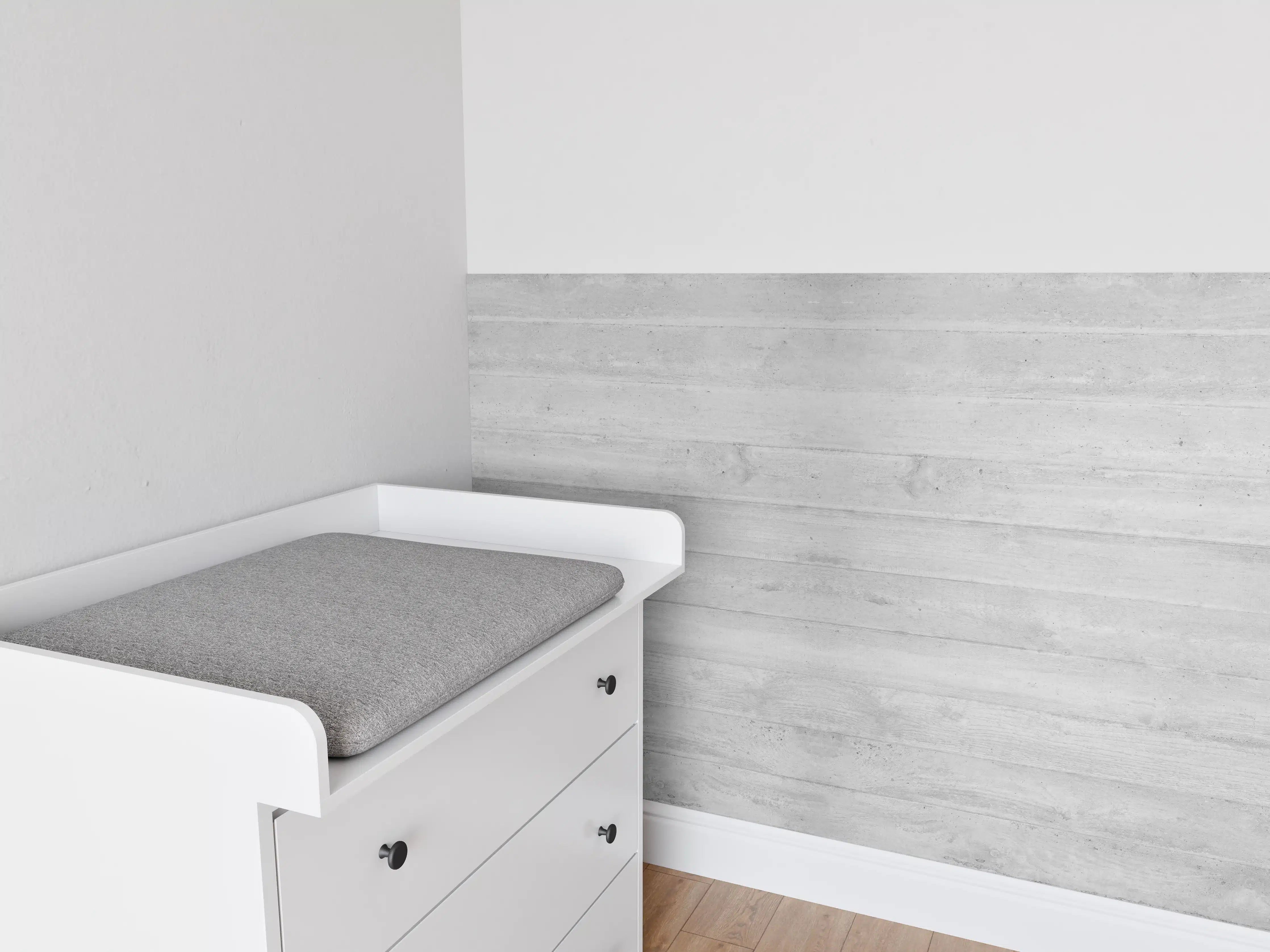 Babyzimmer Wandgestaltung - Weiß-Graue Betontextur Panorama