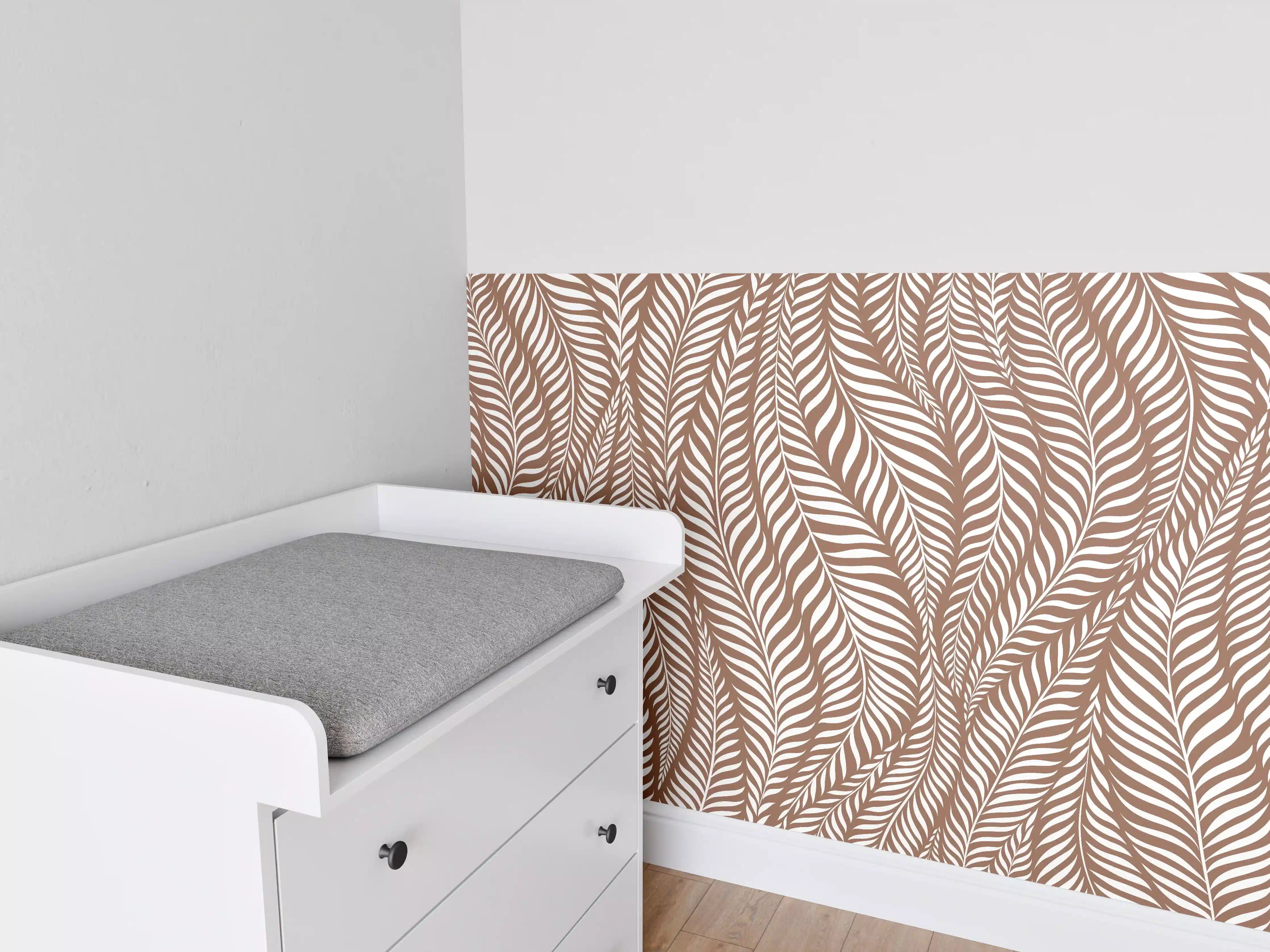 Babyzimmer Wandgestaltung - Weiß-Graue Blattmuster-Textur