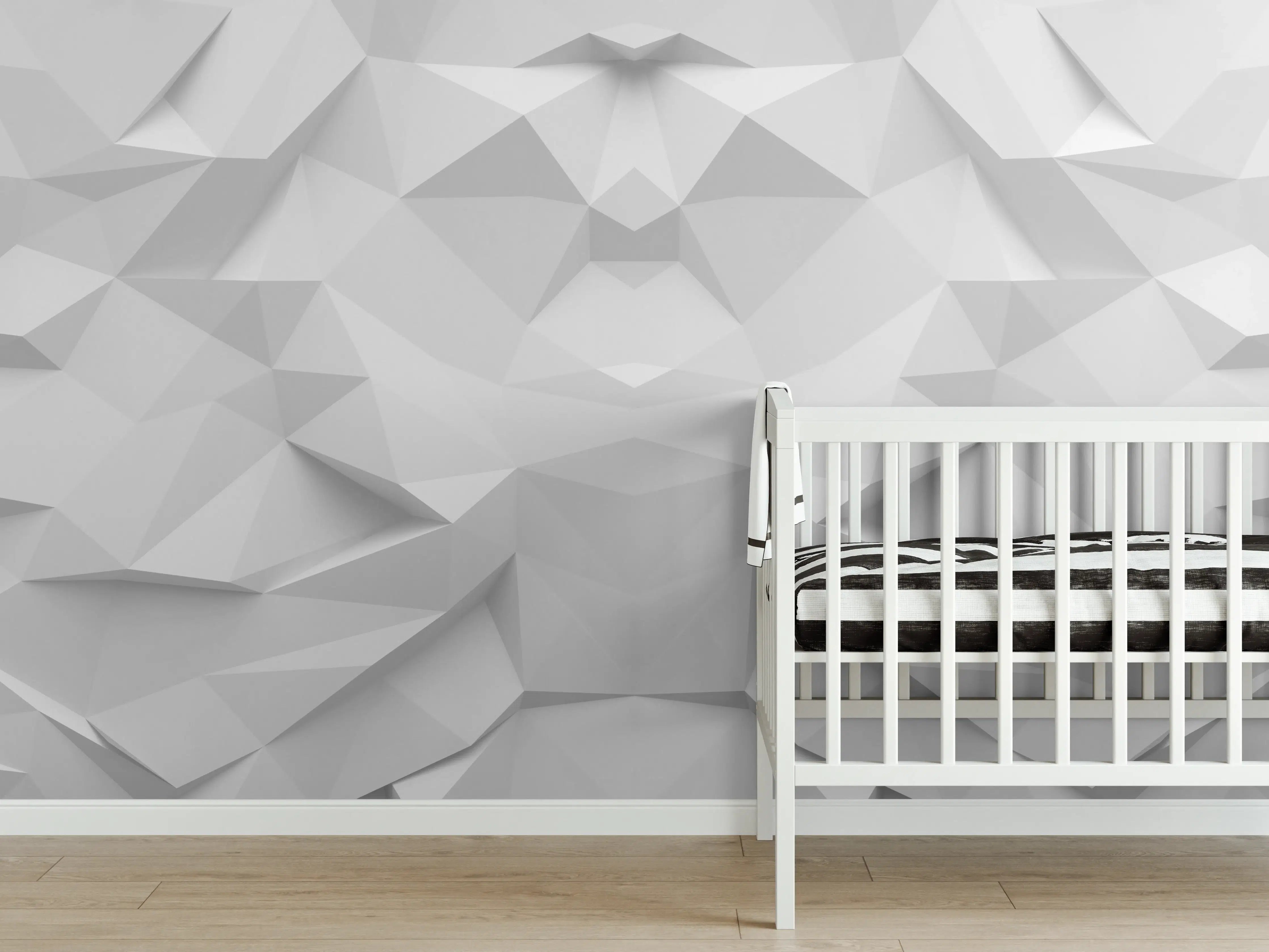 Babyzimmer Wandgestaltung - Weiß-Graue Geometrie-Textur