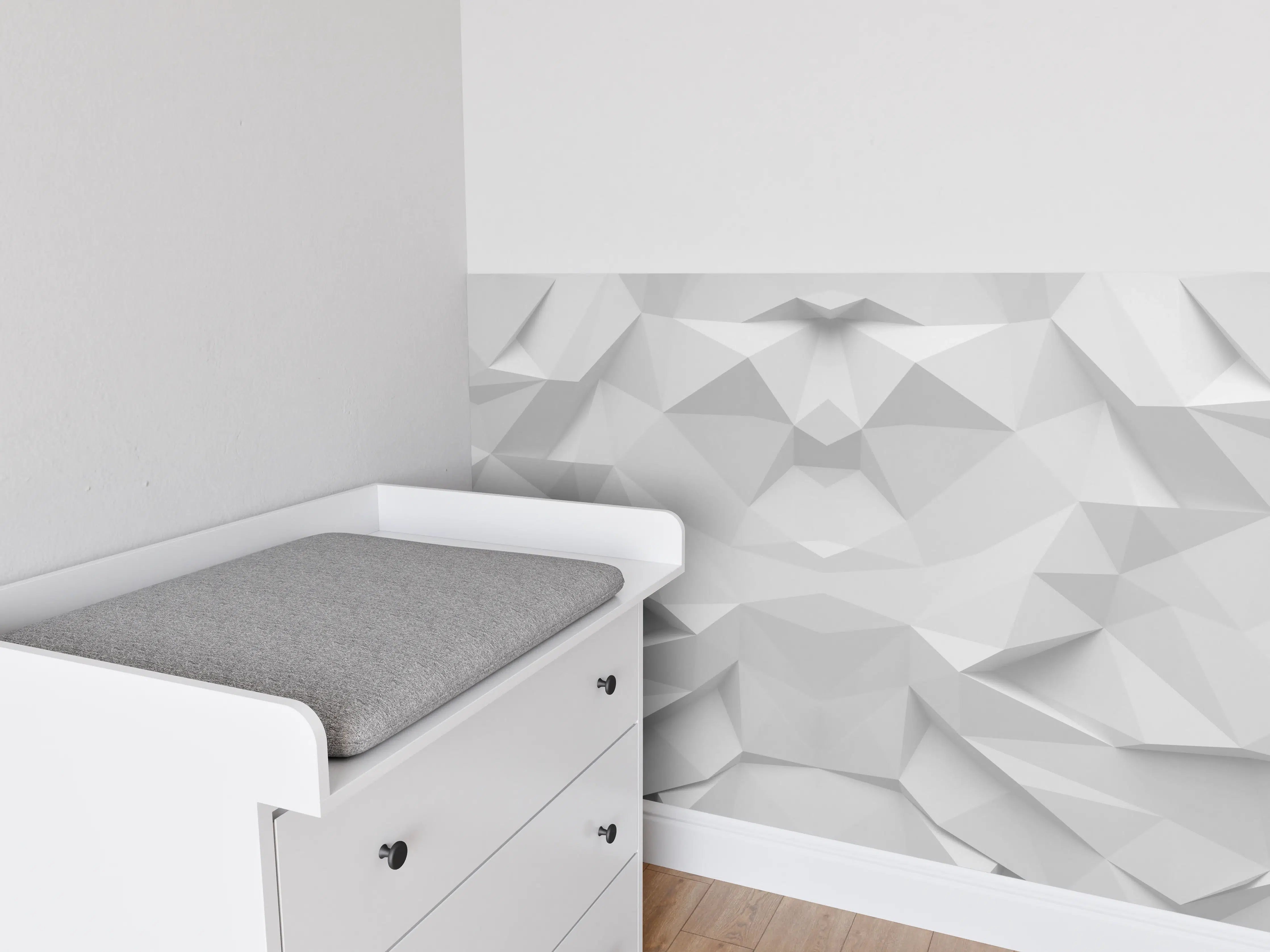 Babyzimmer Wandgestaltung - Weiß-Graue Geometrie-Textur