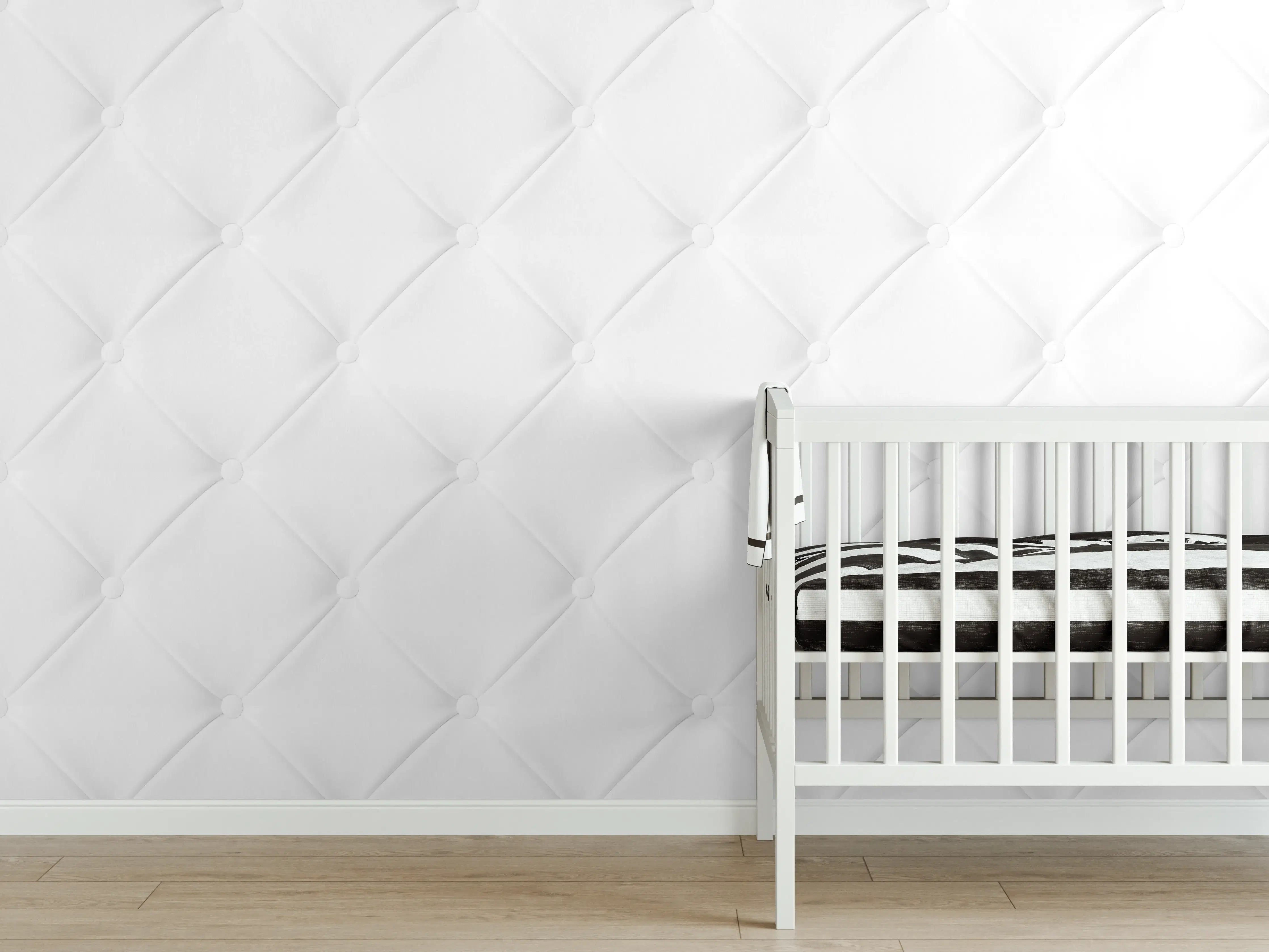 Babyzimmer Wandgestaltung - Weiß-Graue Luxus Ledertextur
