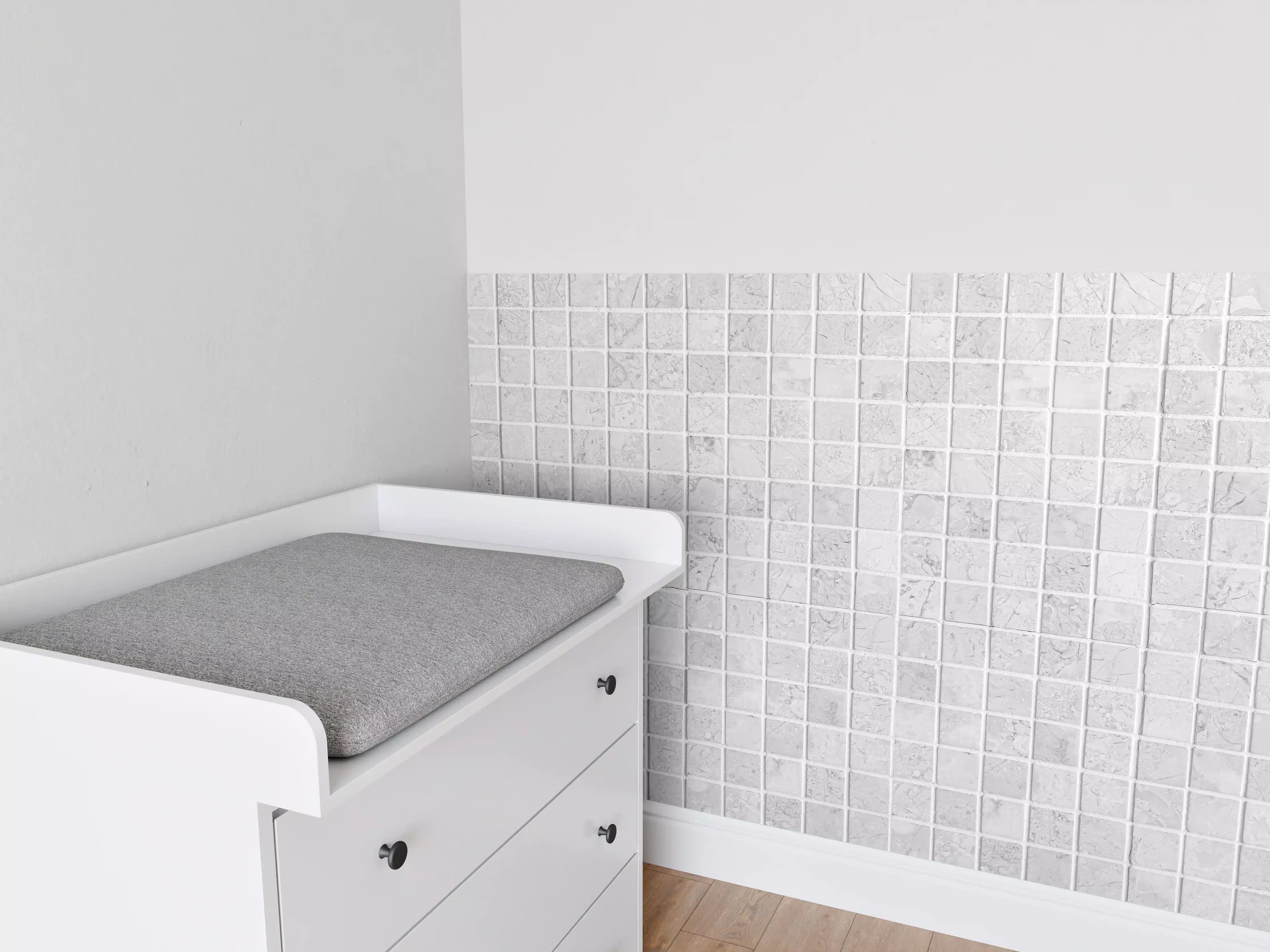 Babyzimmer Wandgestaltung - Weiß-Graue Mosaikfliesen Textur
