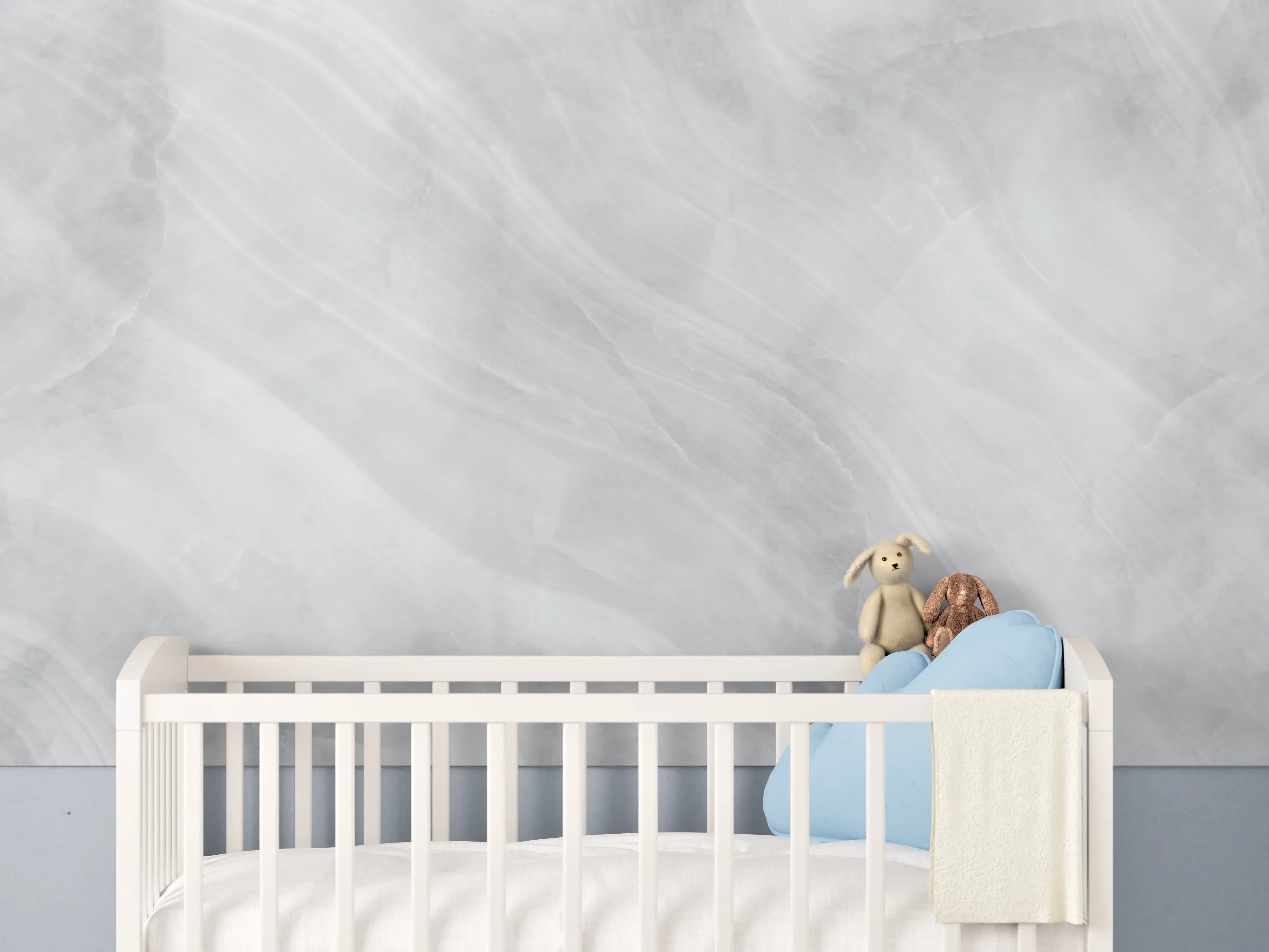 Babyzimmer Wandgestaltung - Weiß-Grauer Marmor