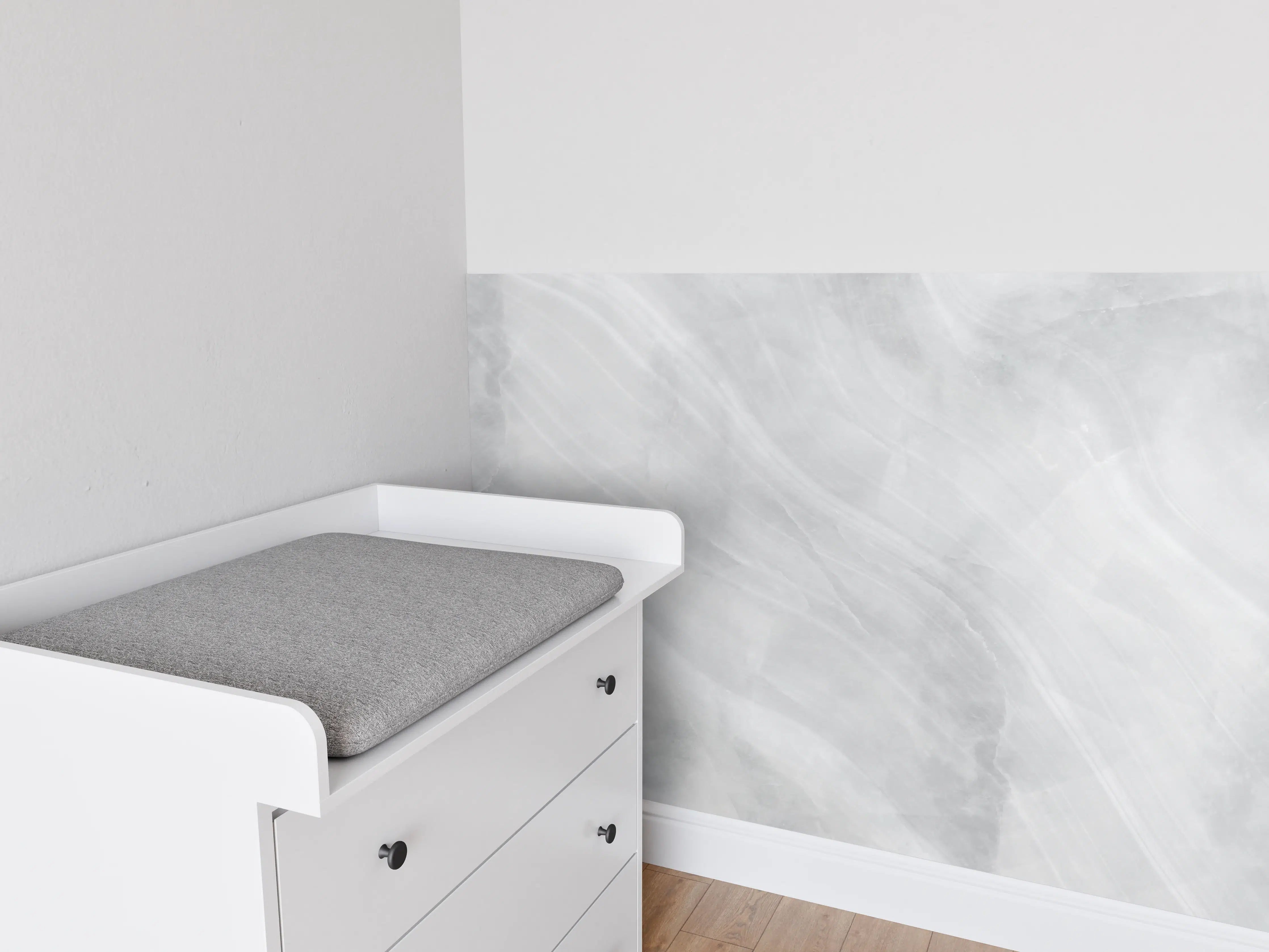 Babyzimmer Wandgestaltung - Weiß-Grauer Marmor