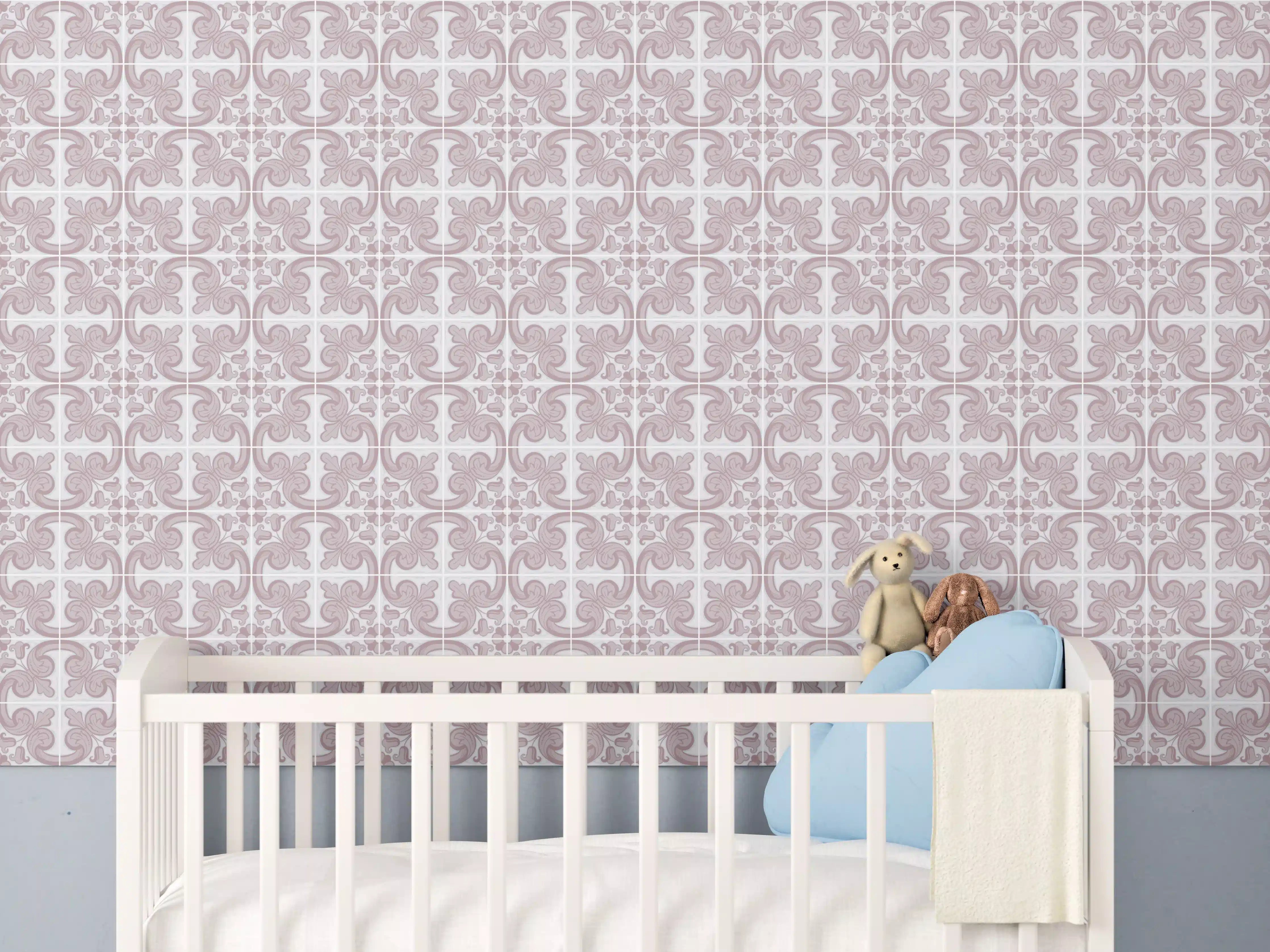 Babyzimmer Wandgestaltung - Weiß-Graues Geometrisches Muster