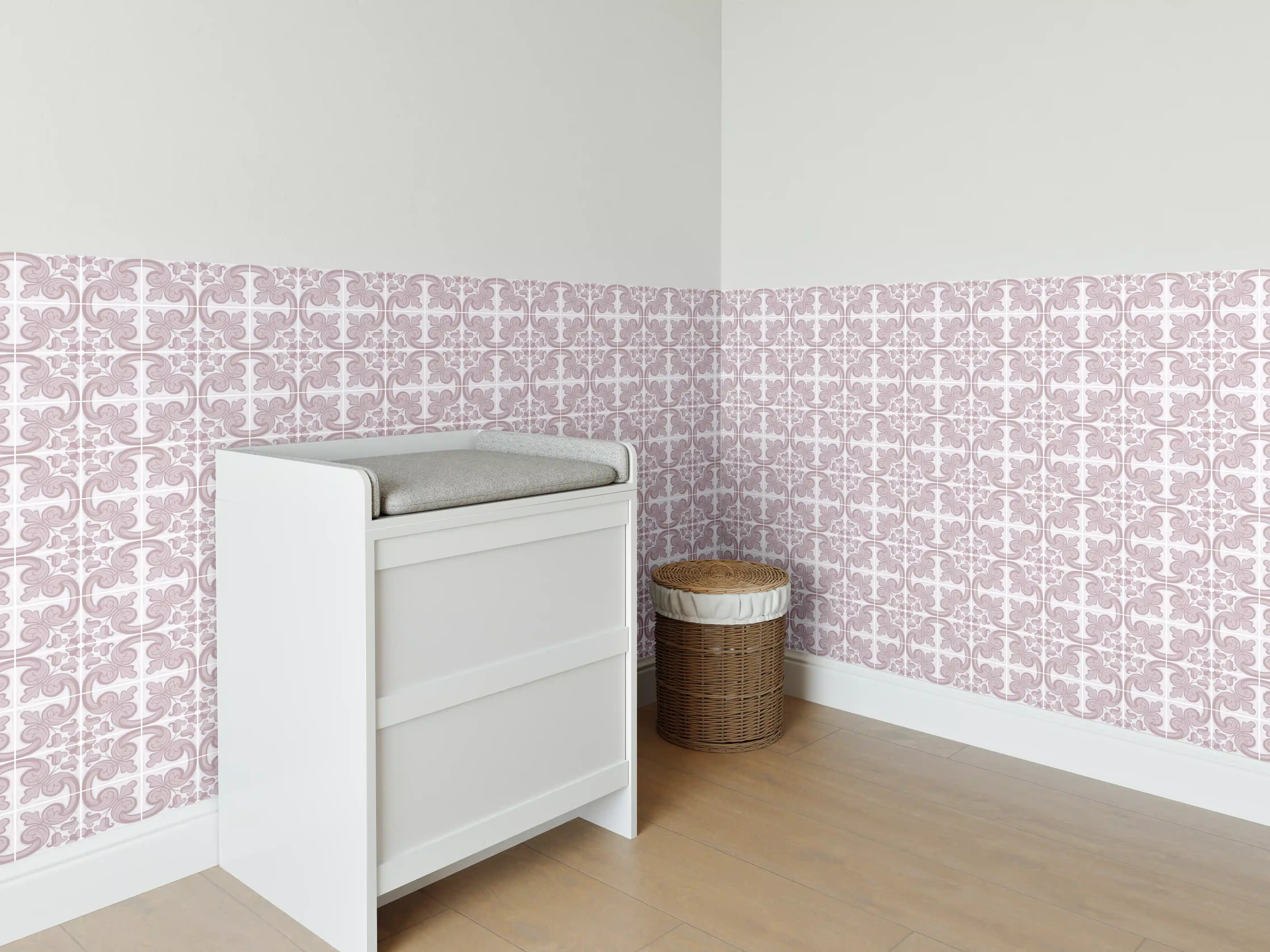 Babyzimmer Wandgestaltung - Weiß-Graues Geometrisches Muster