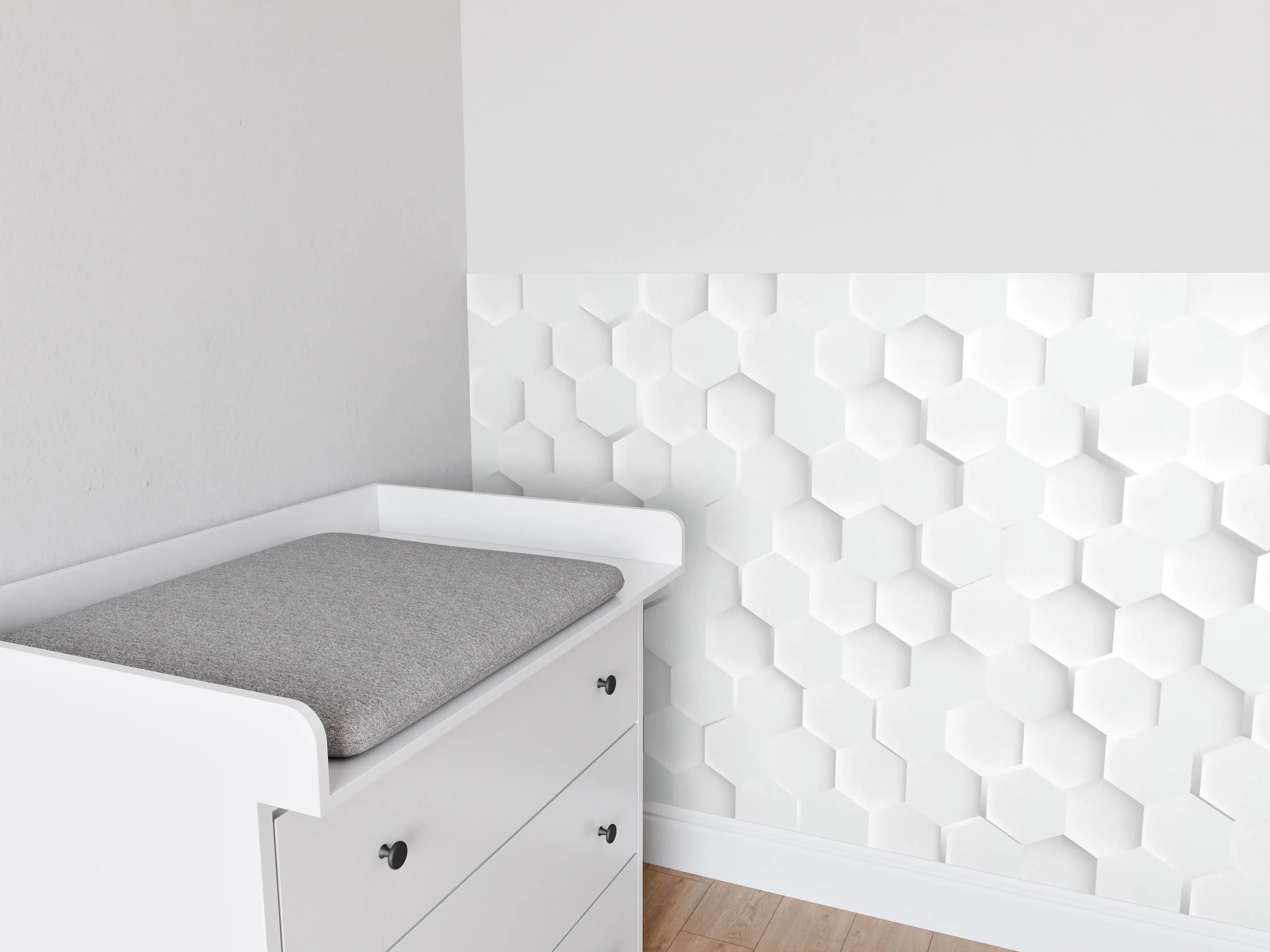 Babyzimmer Wandgestaltung - Weiß Hexagon Muster