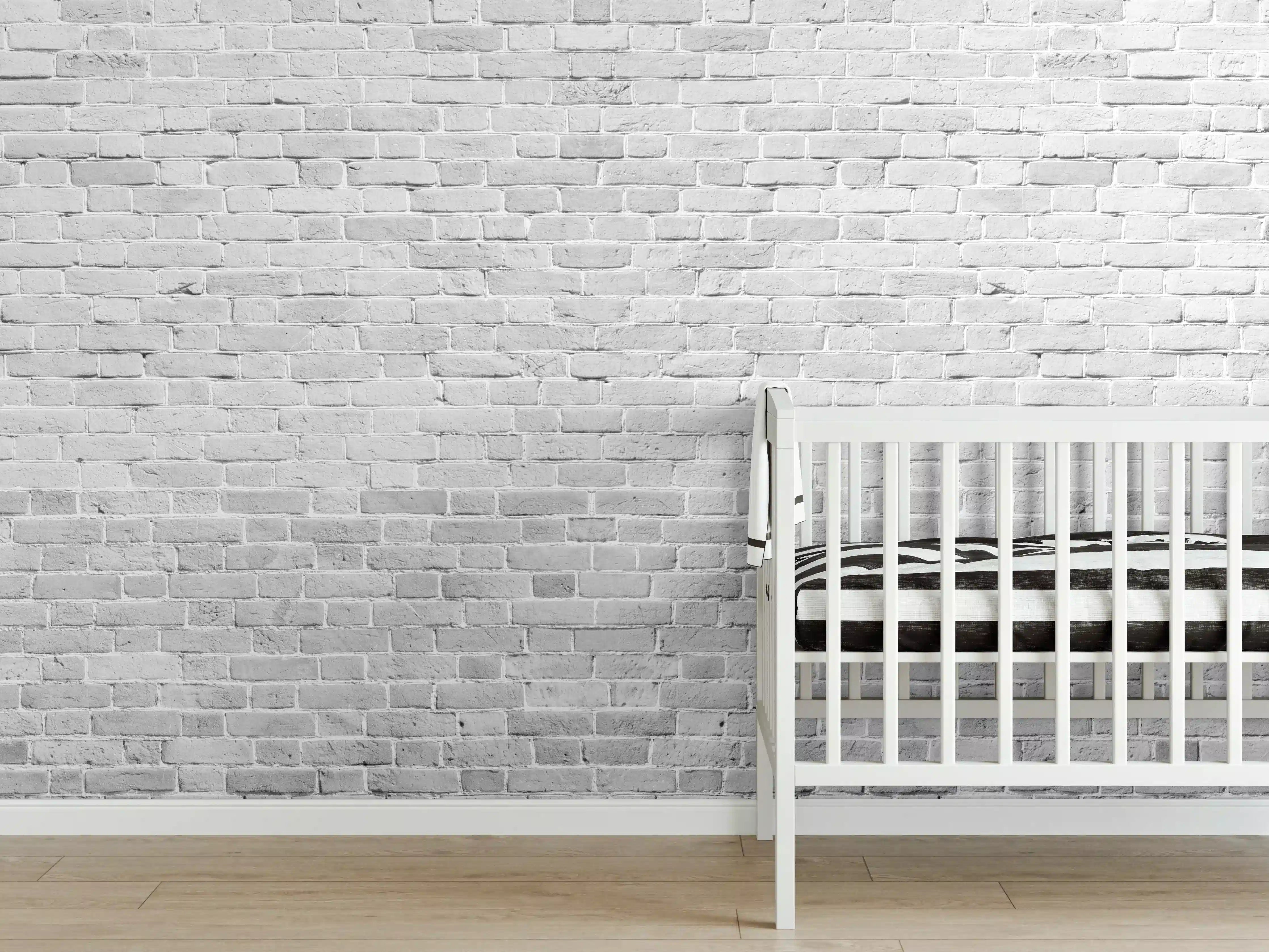 Babyzimmer Wandgestaltung - Weiß gewaschene Ziegelwand Textur