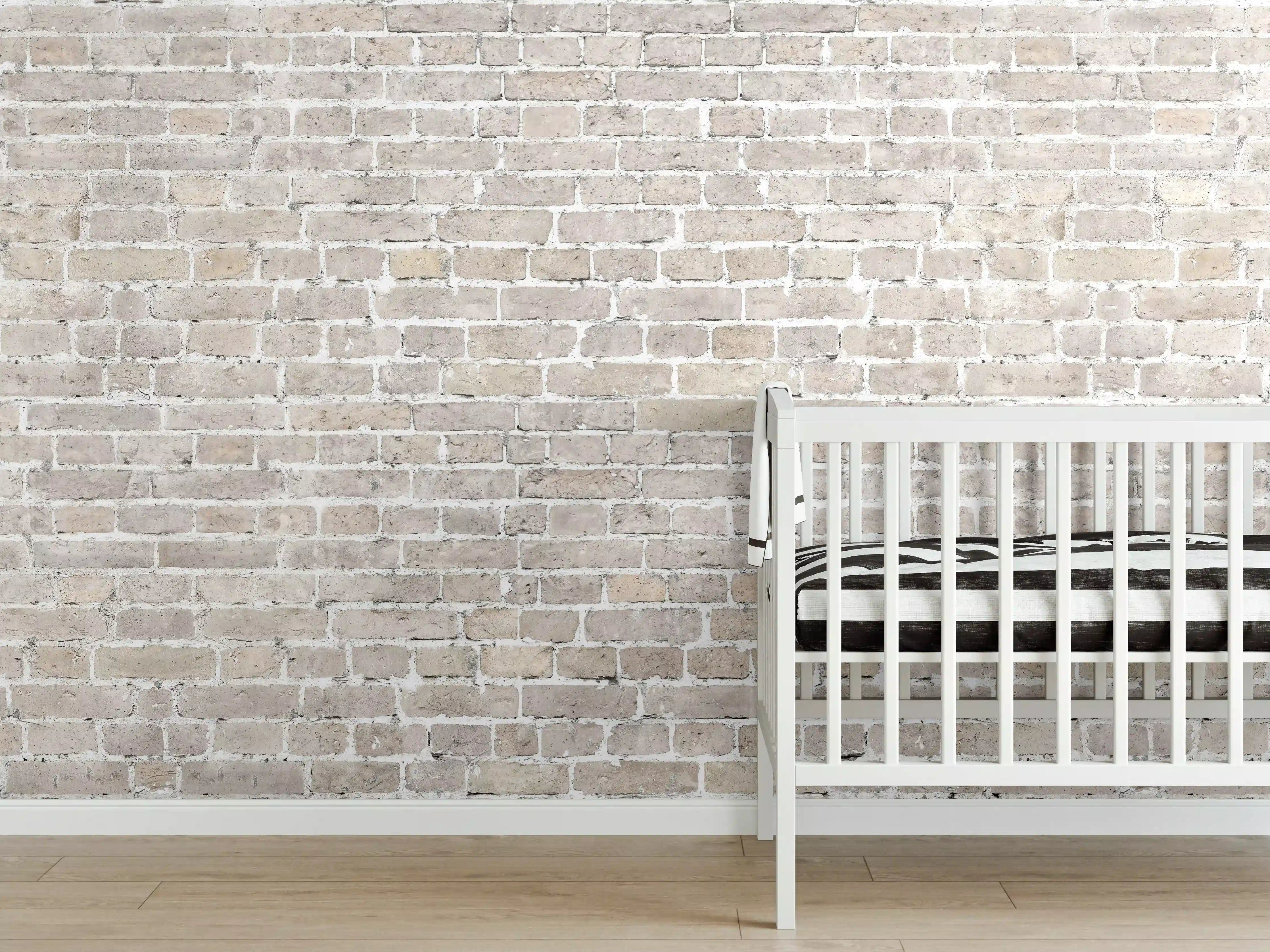 Babyzimmer Wandgestaltung - Weiß gewaschenes altes Mauerpanorama