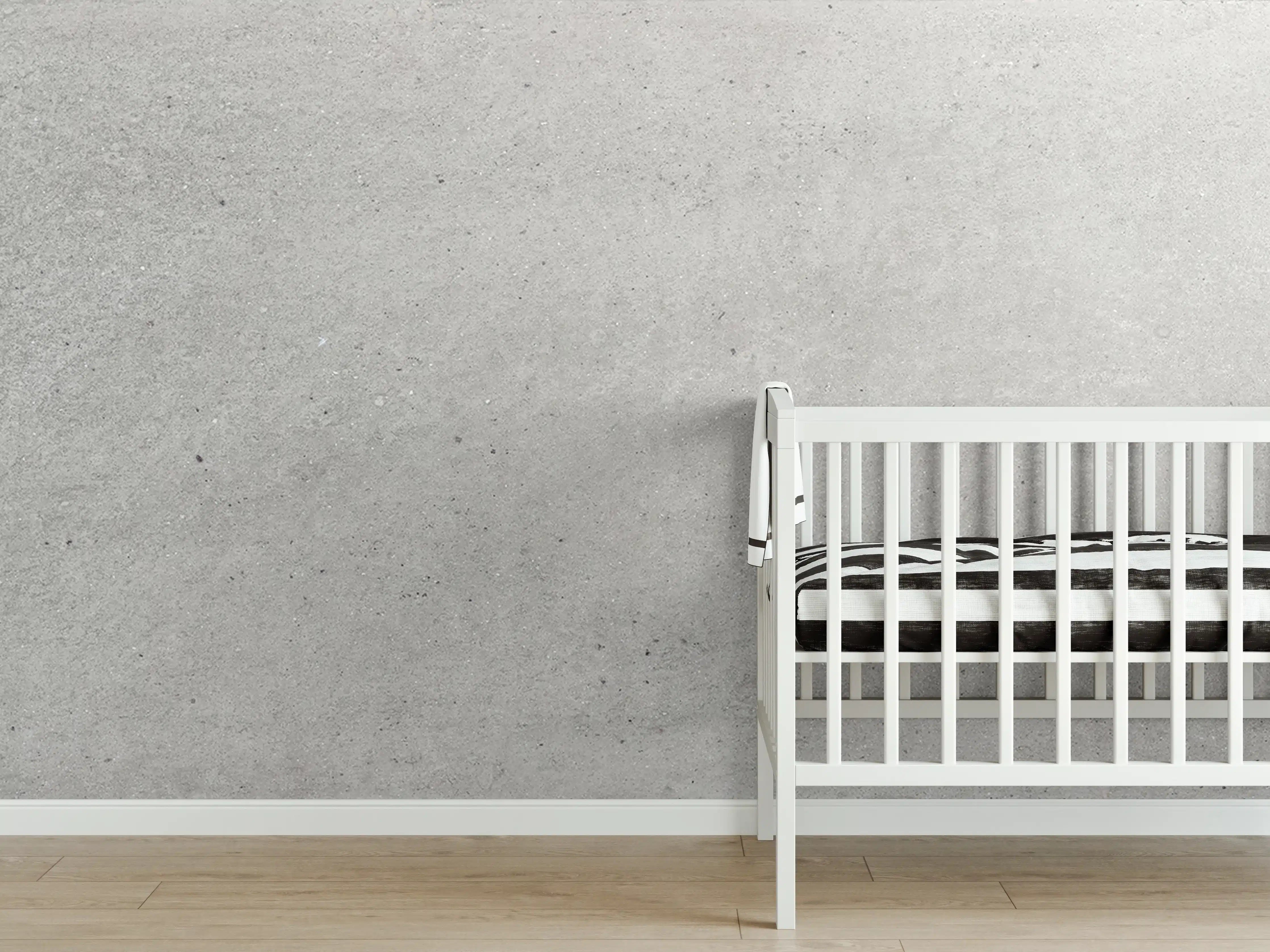 Babyzimmer Wandgestaltung - Weiß graue Betonwand 2