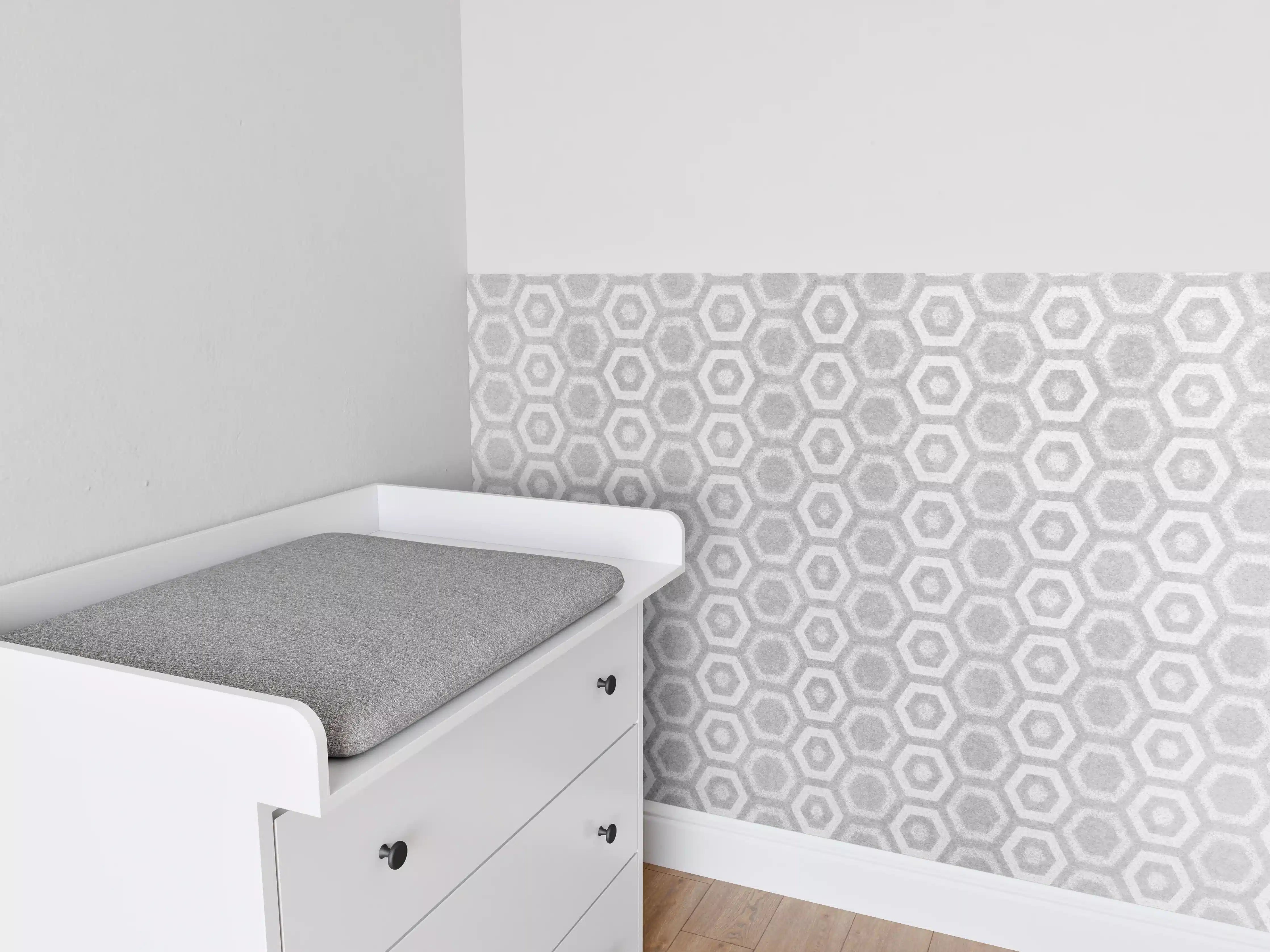 Babyzimmer Wandgestaltung - Weiß graue sechseckige Mustern