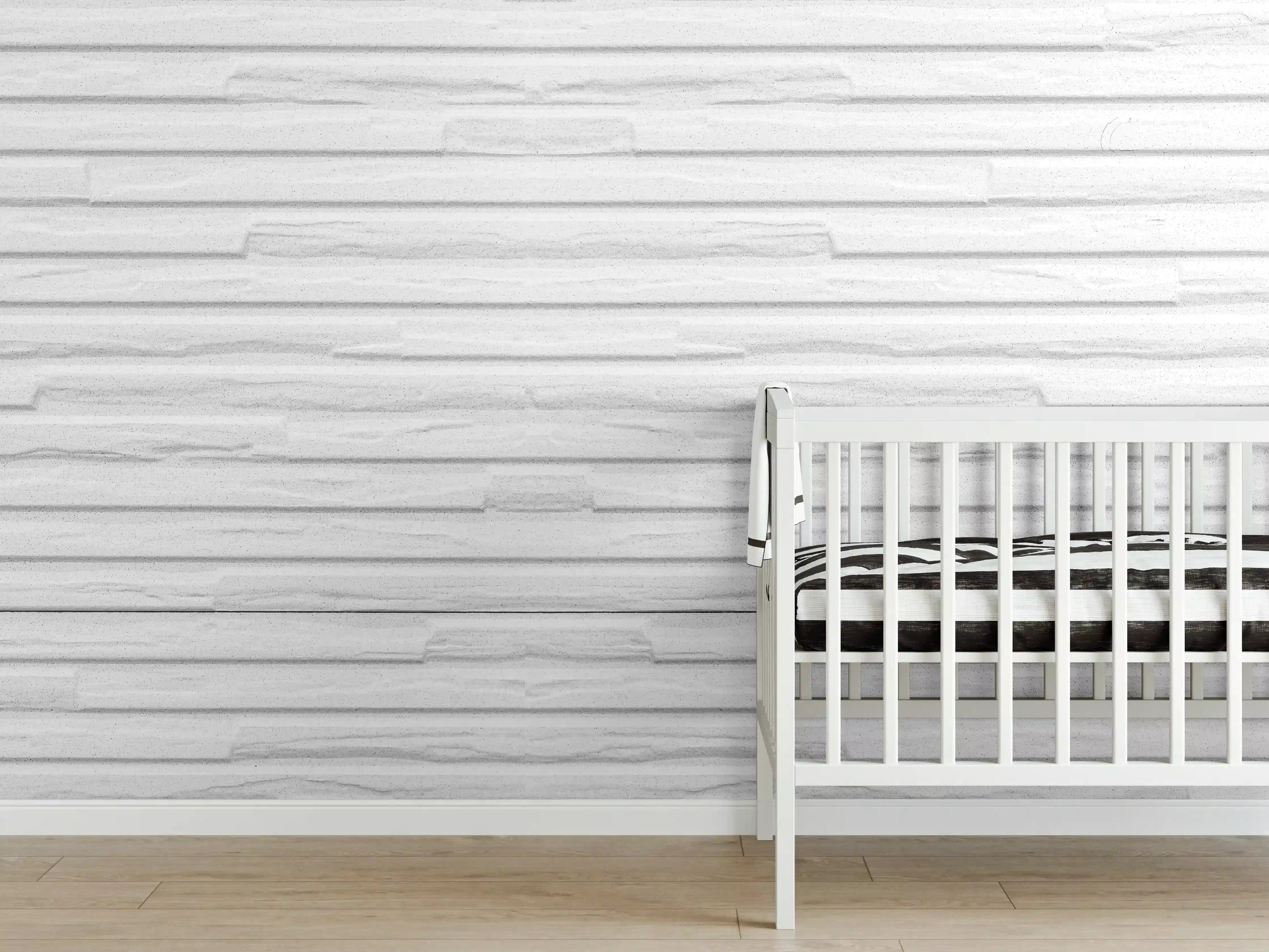 Babyzimmer Wandgestaltung - Weiß modernes Steinwand Muster