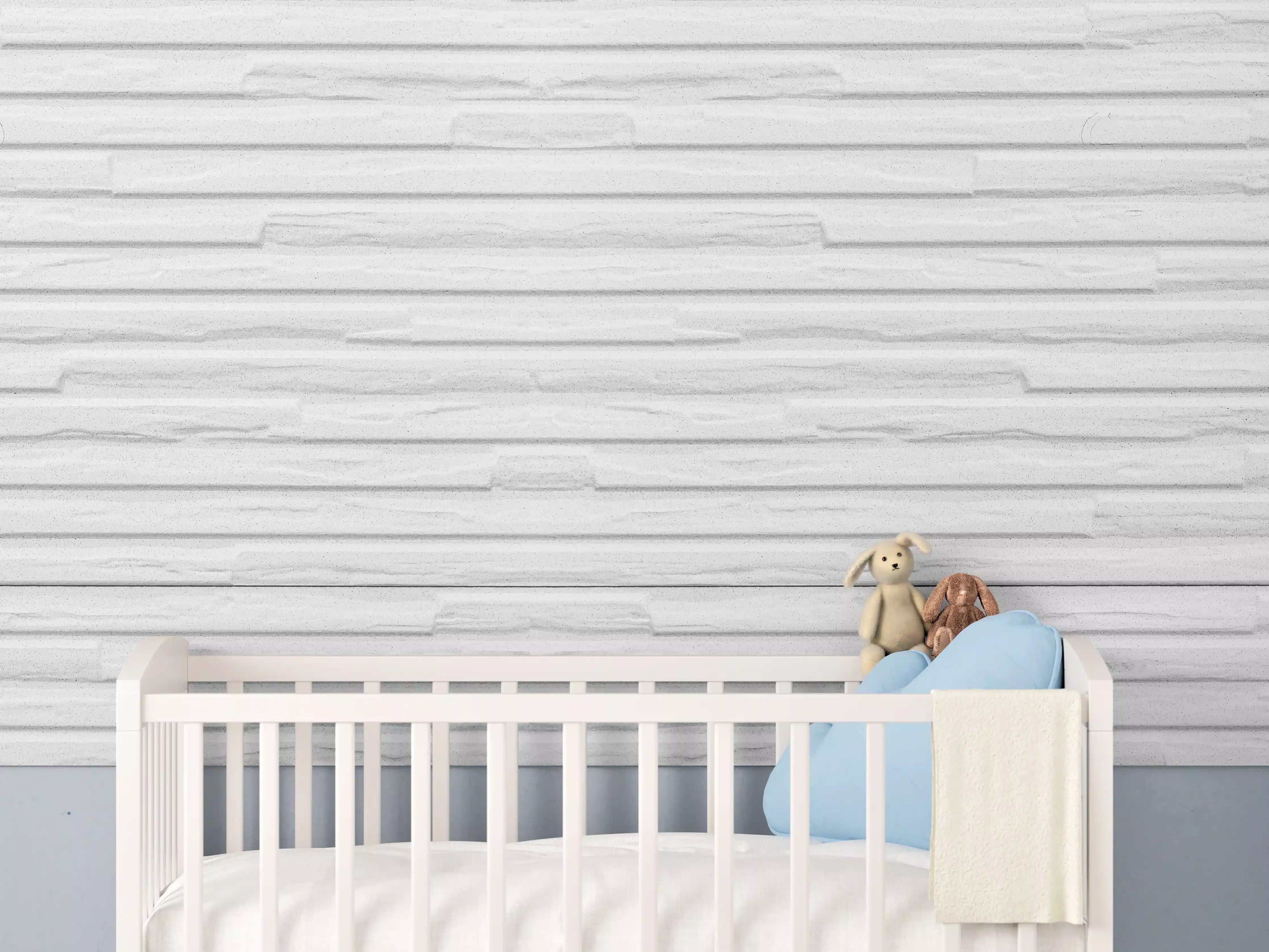 Babyzimmer Wandgestaltung - Weiß modernes Steinwand Muster