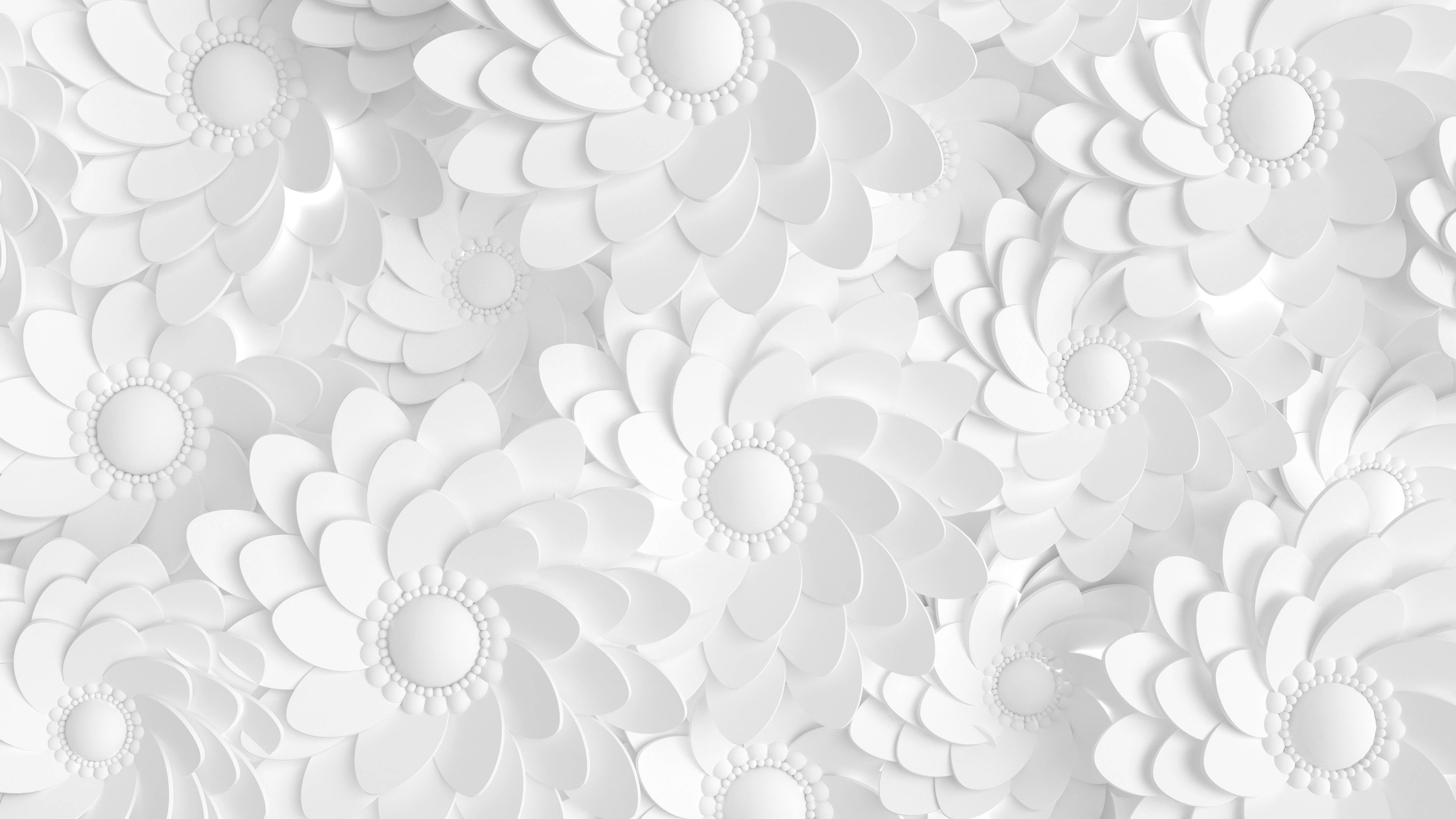 Babyzimmer Wandgestaltung-Weiße 3D-Blumen auf grauem Hintergrund