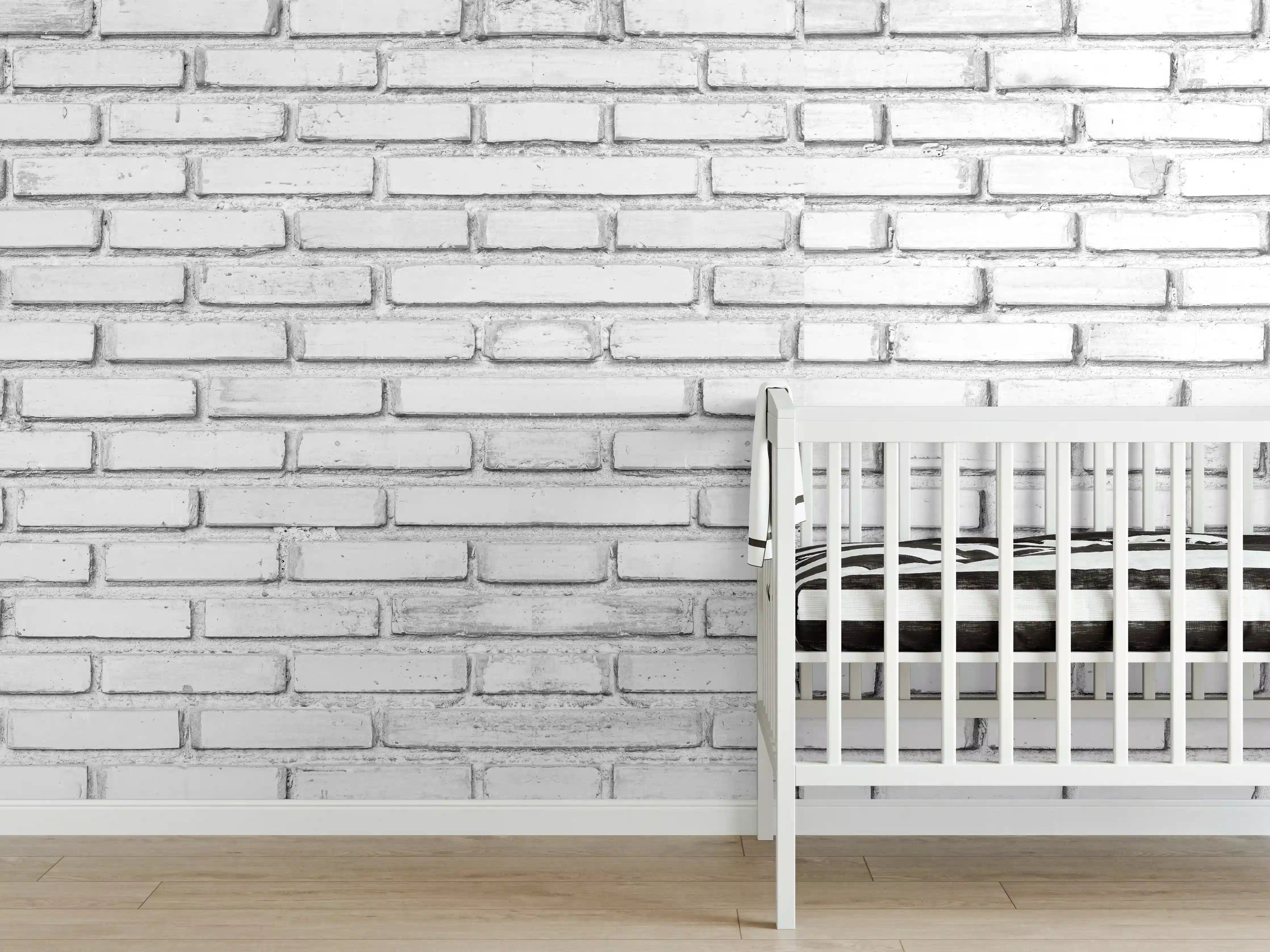 Babyzimmer Wandgestaltung - Weiße Backsteinmauer