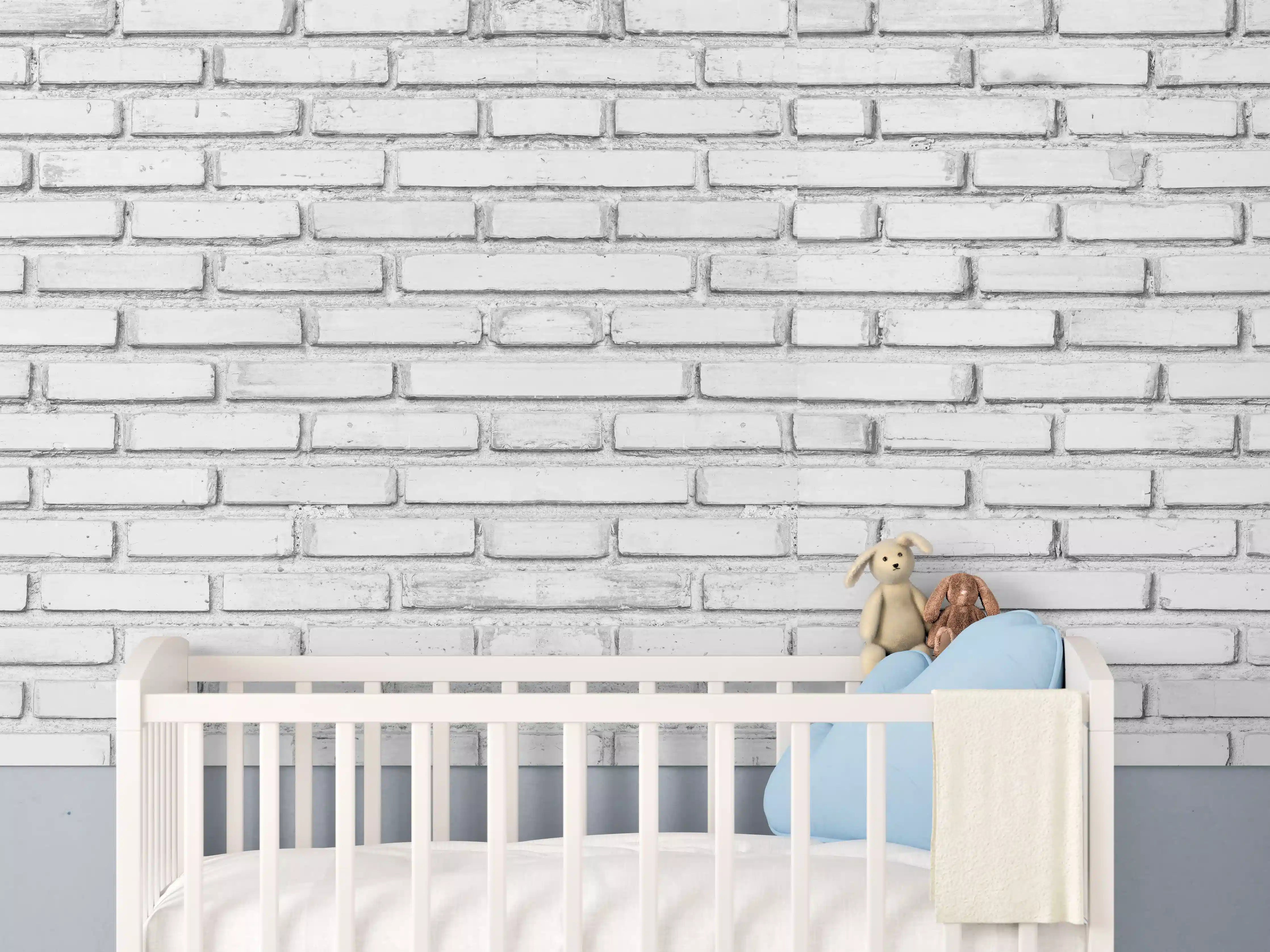 Babyzimmer Wandgestaltung - Weiße Backsteinmauer