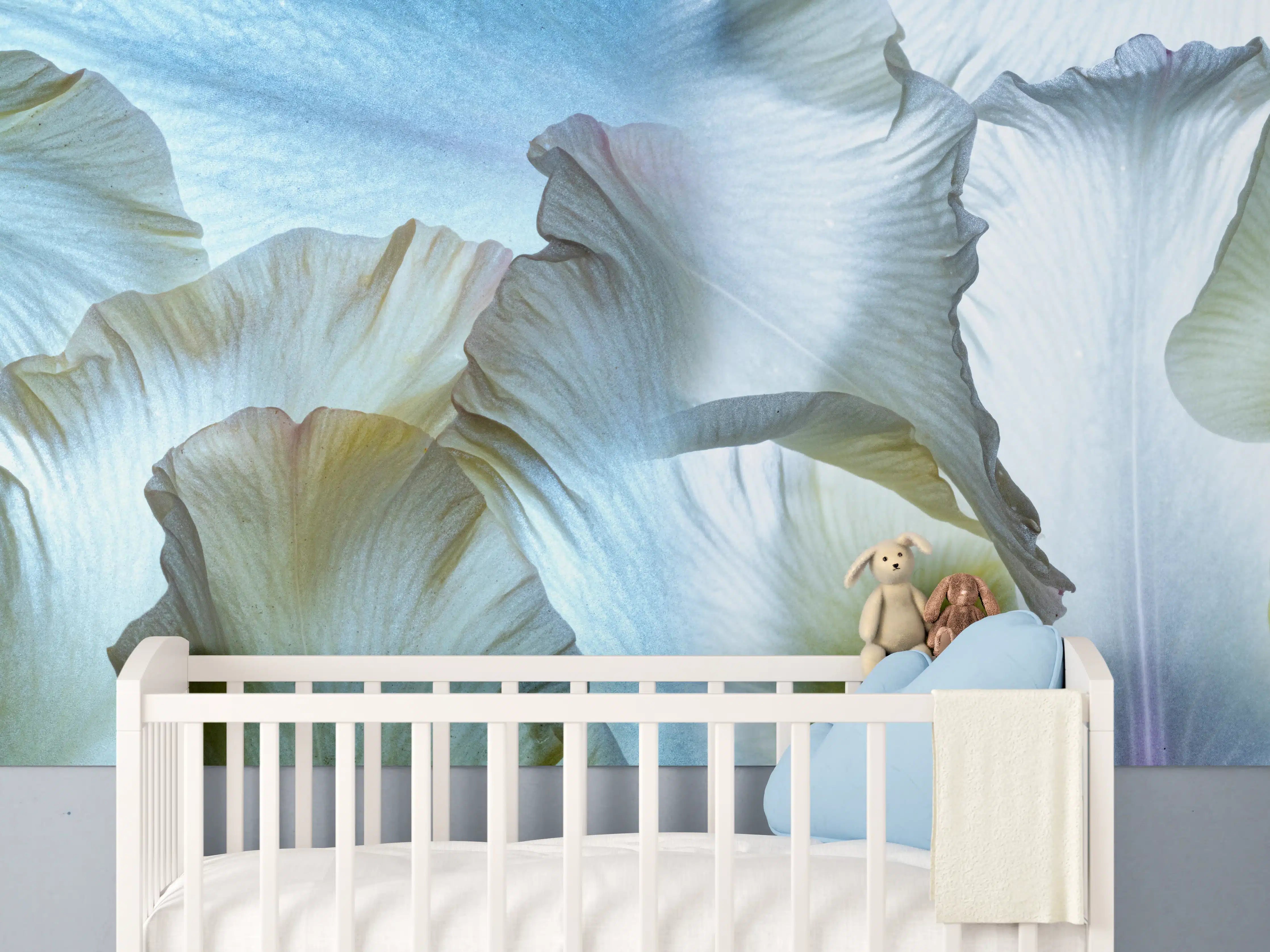 Babyzimmer Wandgestaltung - Weiße Blüten Petal Texture