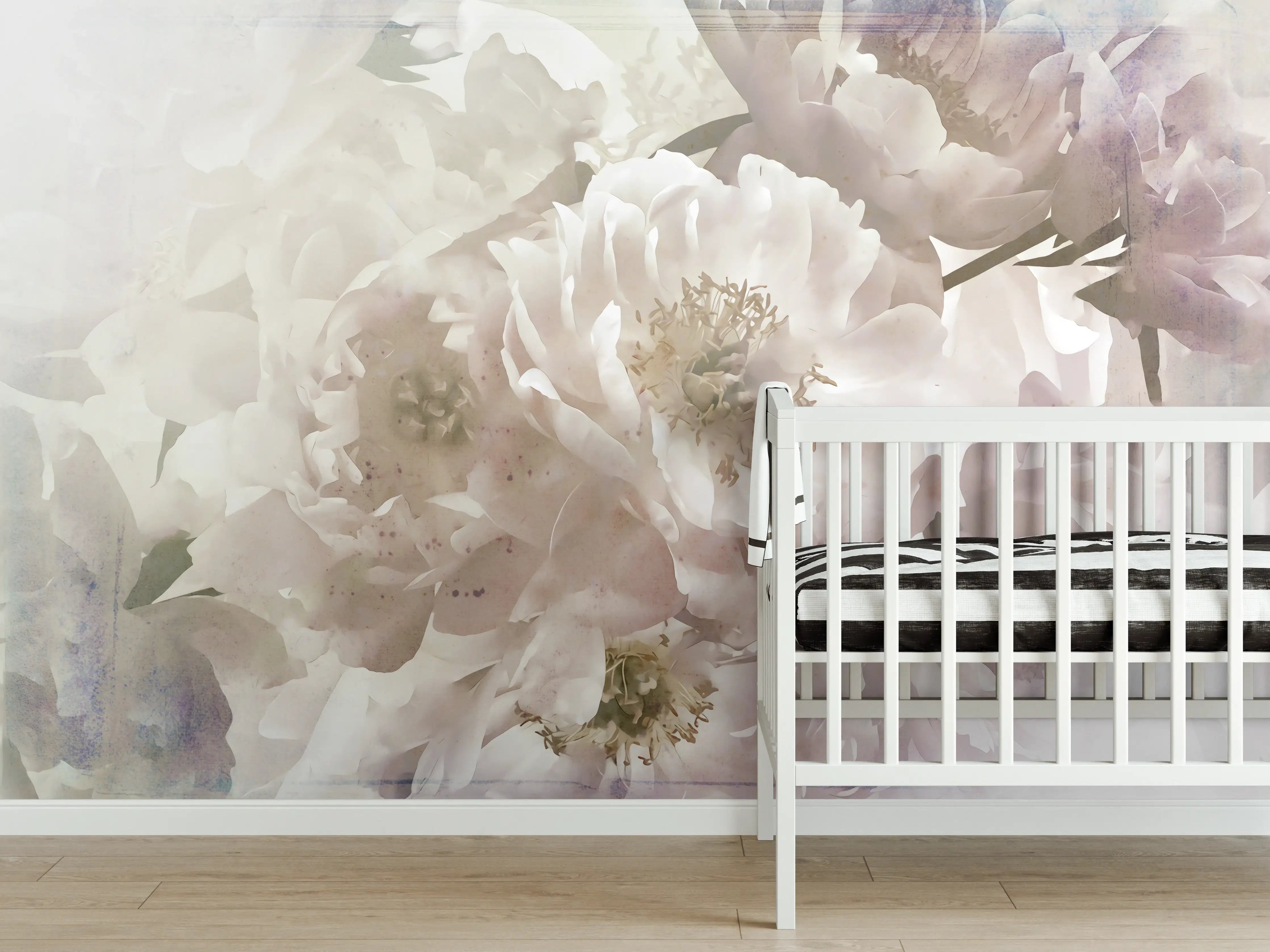 Babyzimmer Wandgestaltung - Weiße Blume - Darstellung
