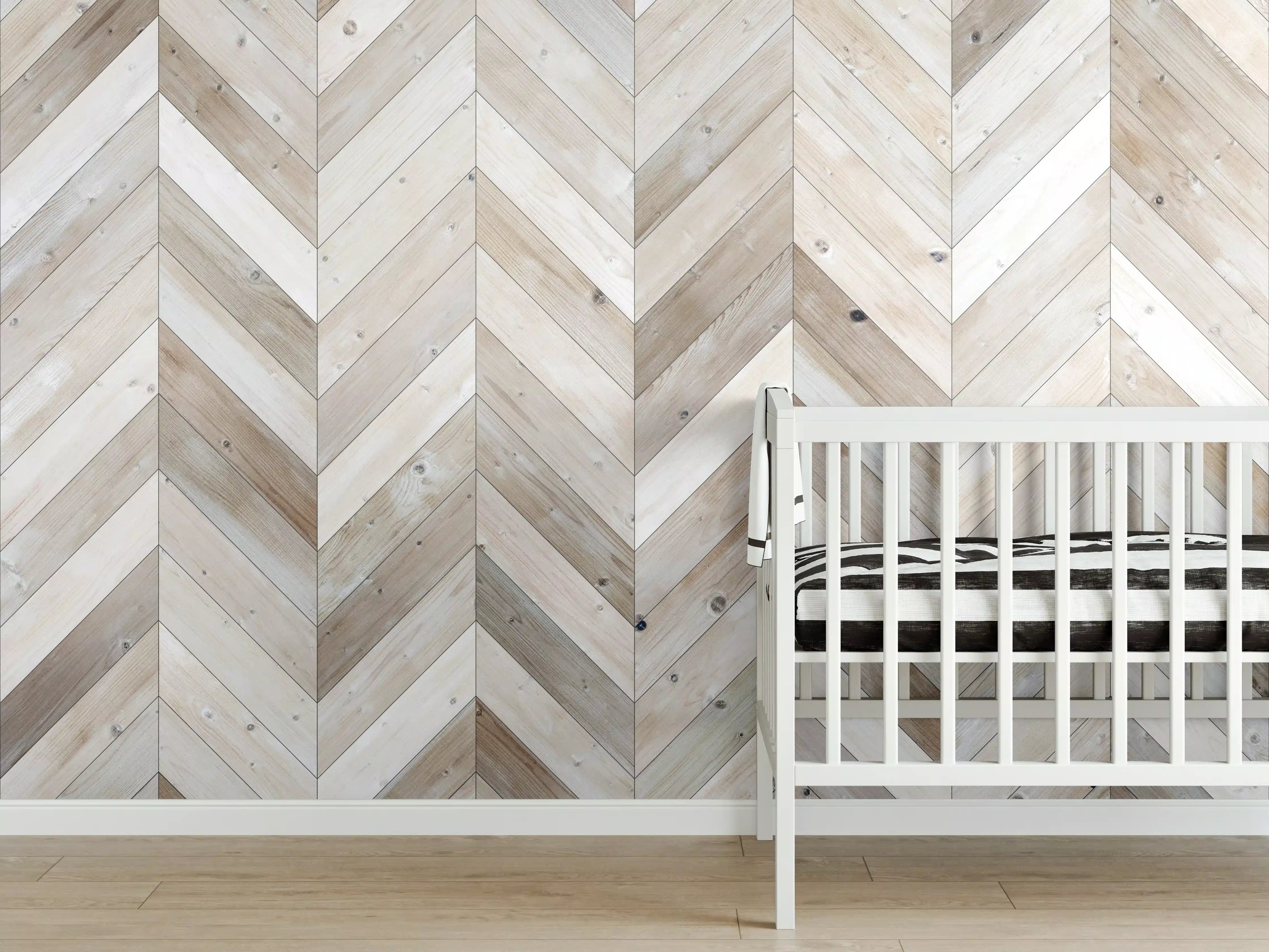 Babyzimmer Wandgestaltung - Weiße Chevron Textur