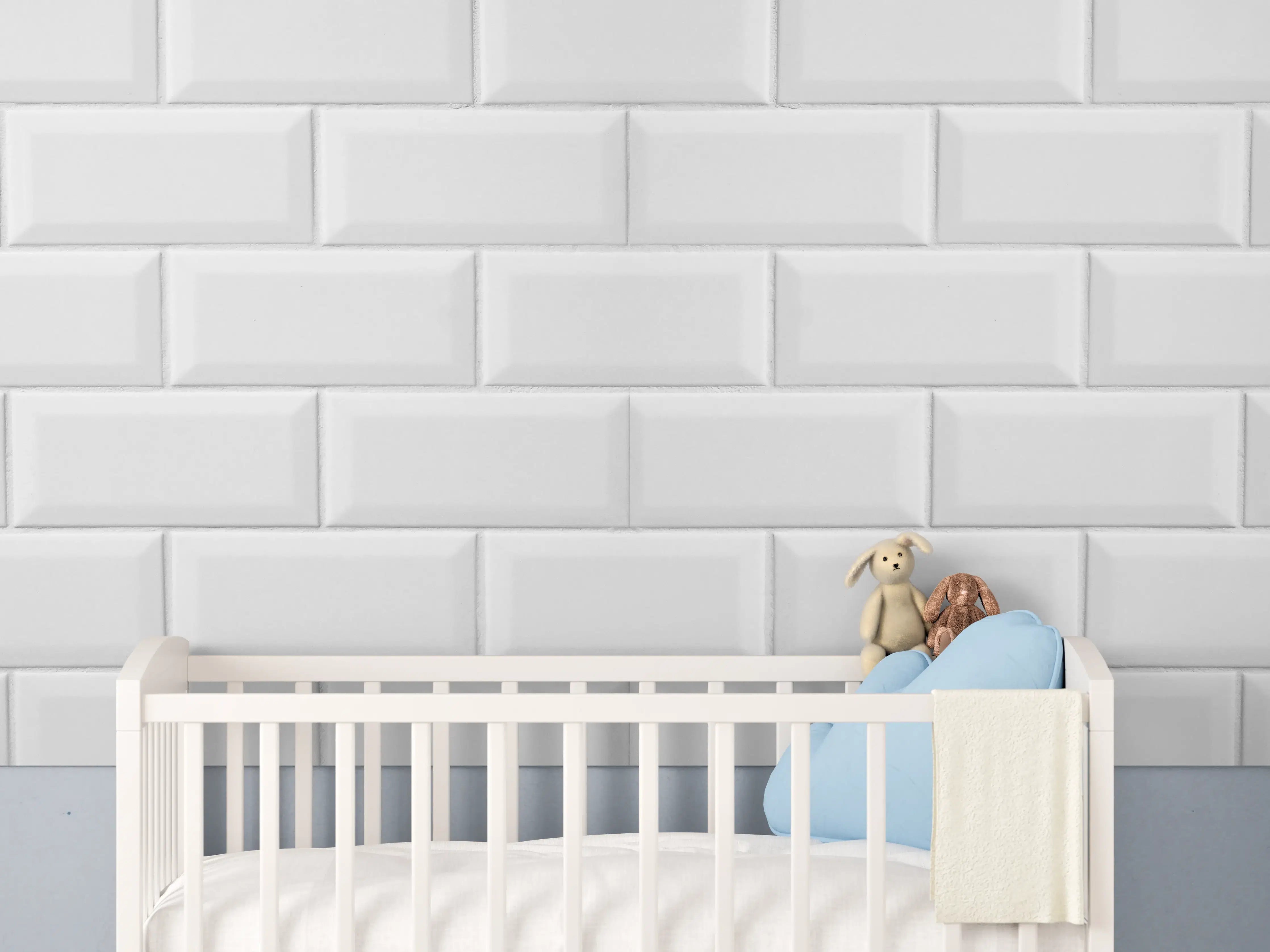 Babyzimmer Wandgestaltung - Weiße Fliesen Fliesenspiegel
