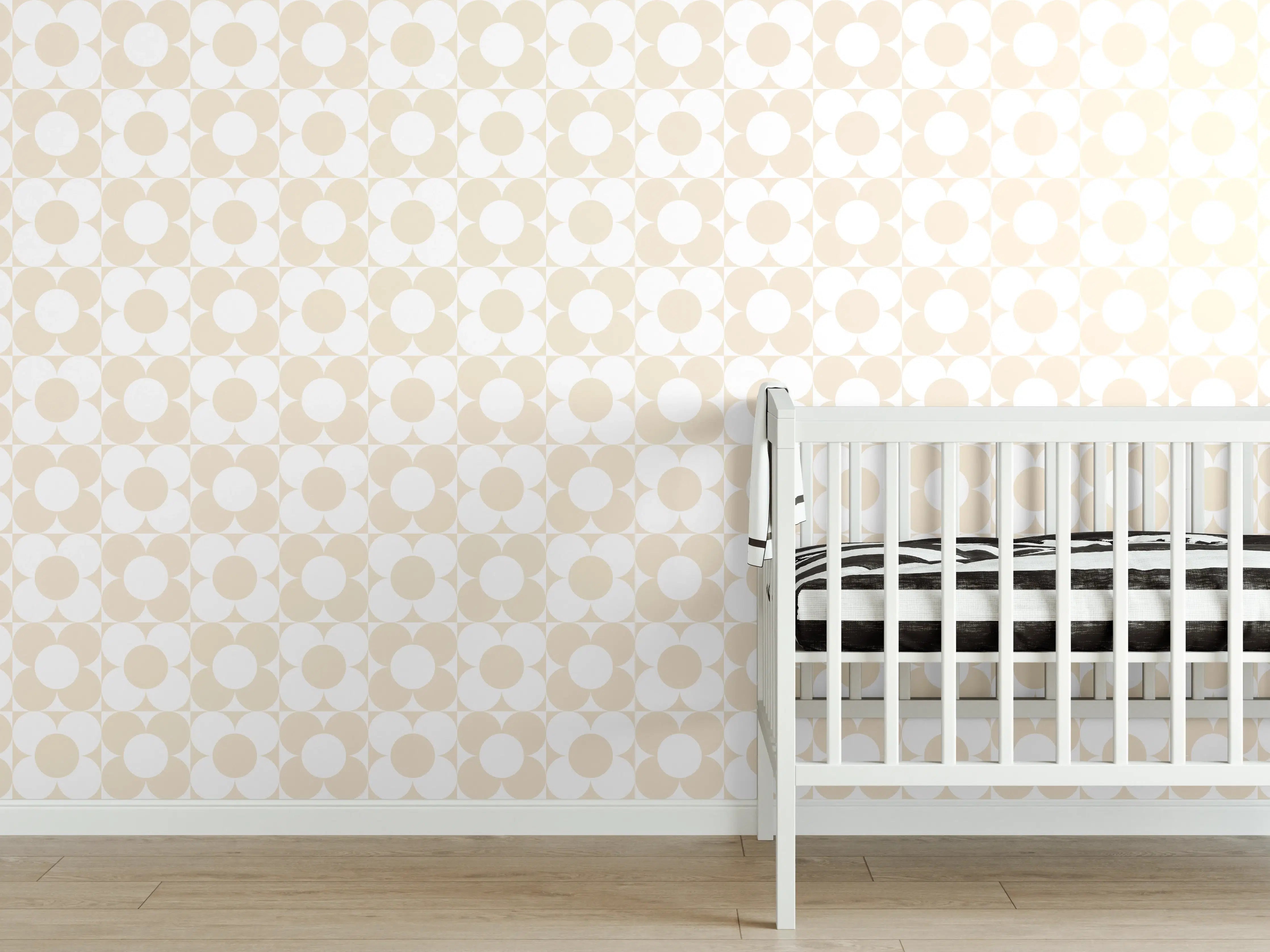 Babyzimmer Wandgestaltung - Weiße Graue Marmorfliese mit Muster