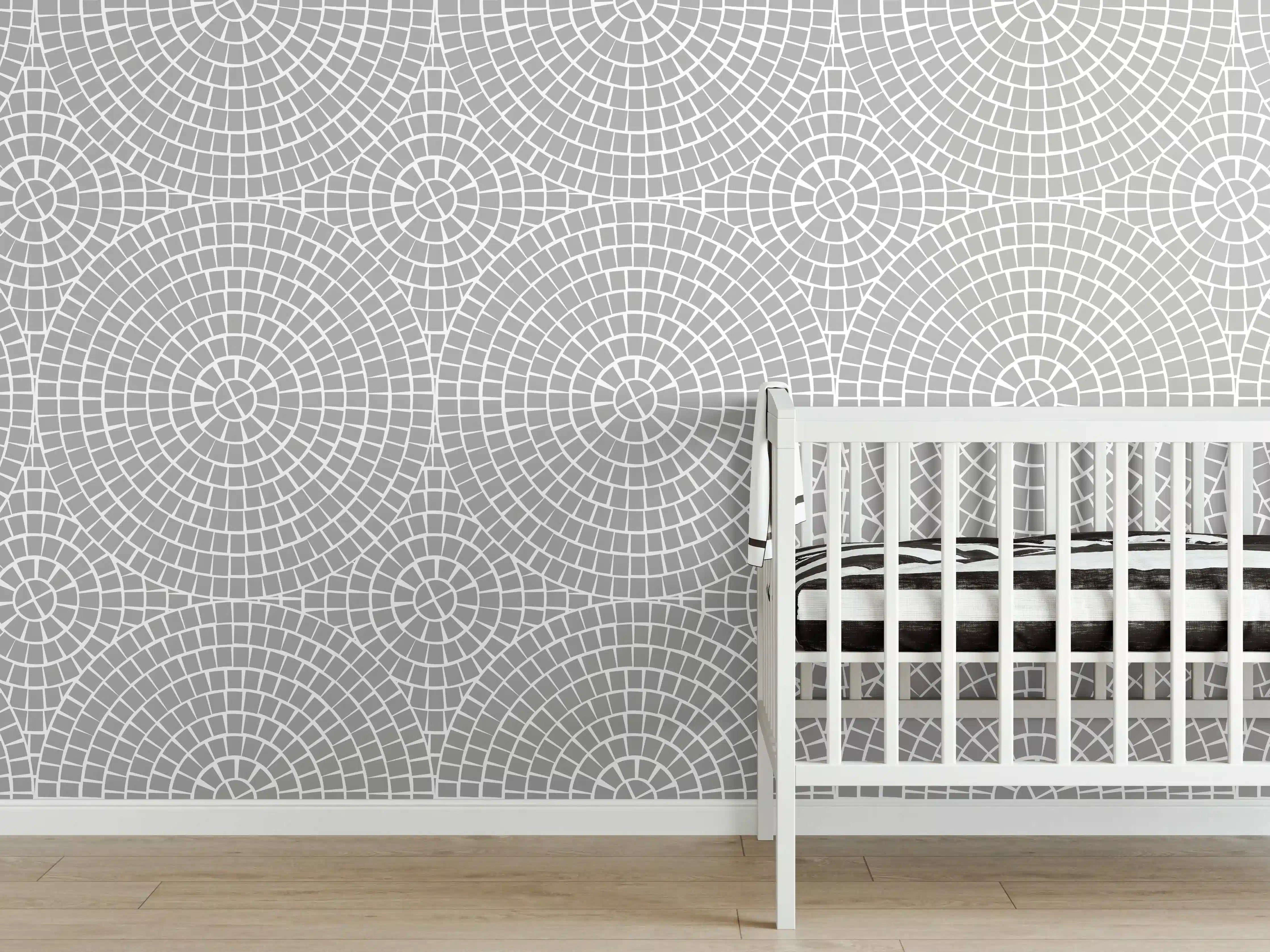 Babyzimmer Wandgestaltung - Weiße Grautöne Mosaikfliese