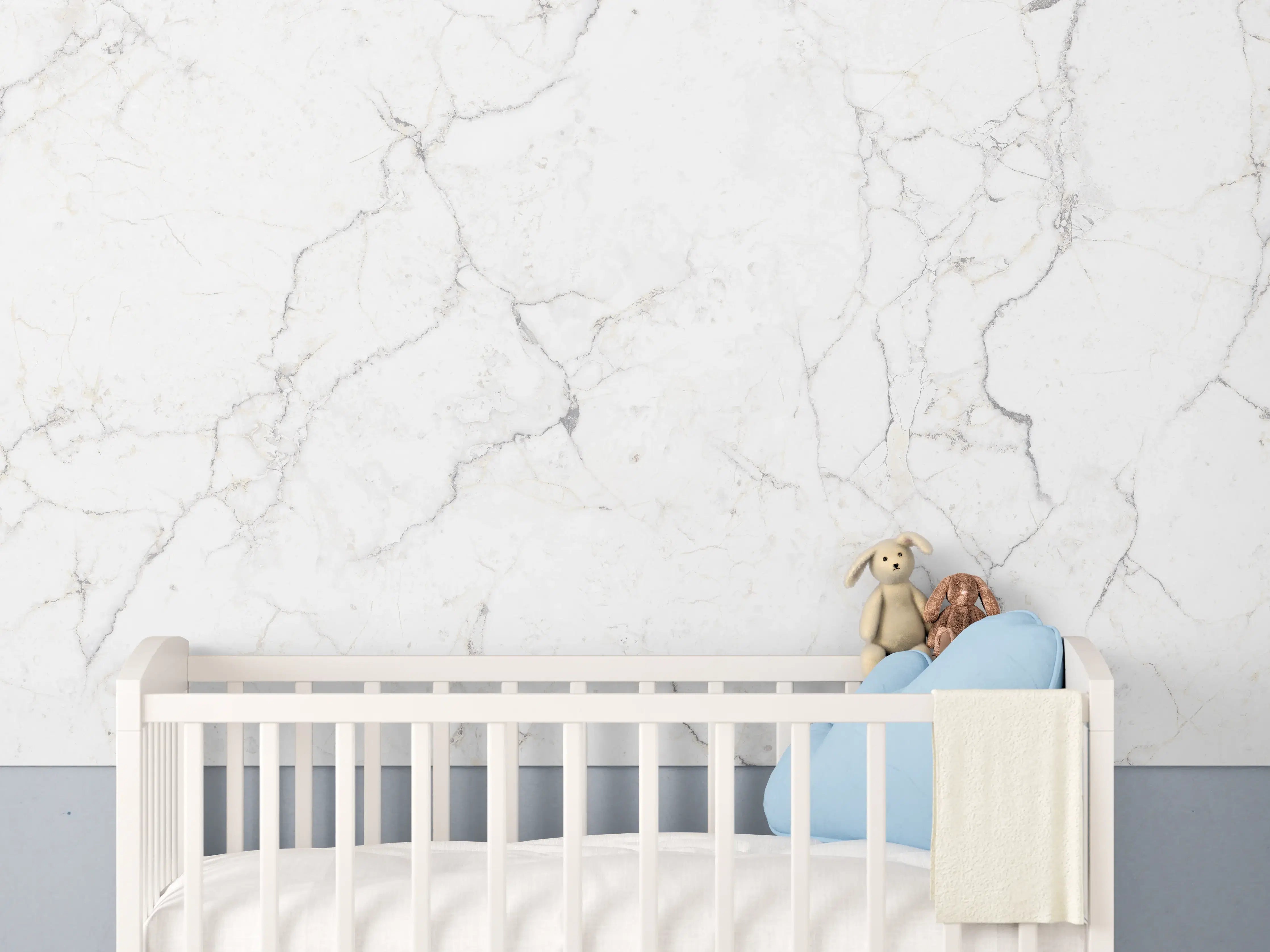 Babyzimmer Wandgestaltung - Weiße Marmor - Beton Textur
