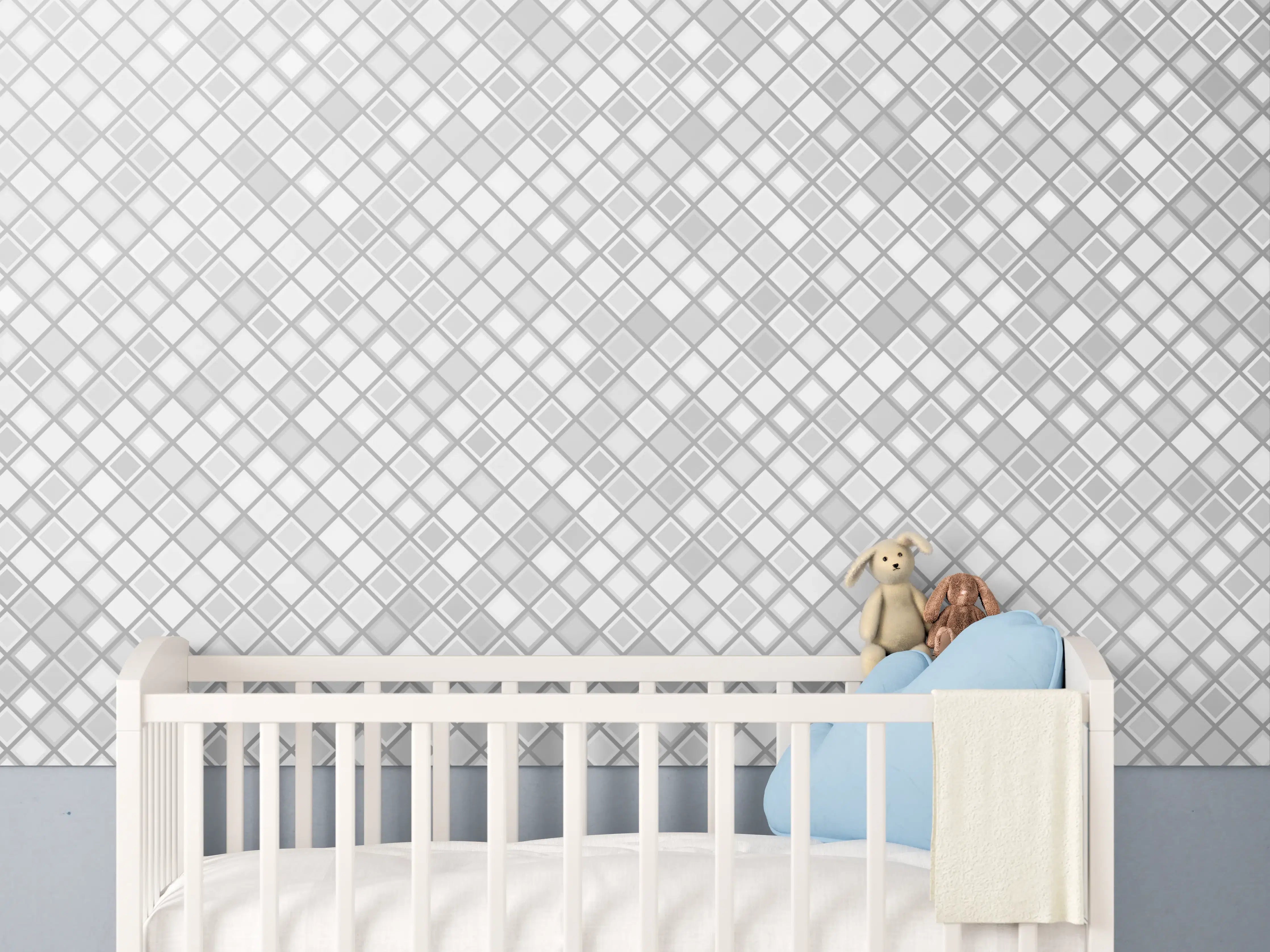 Babyzimmer Wandgestaltung - Weiße Marmor-Optik mit Grauer Textur