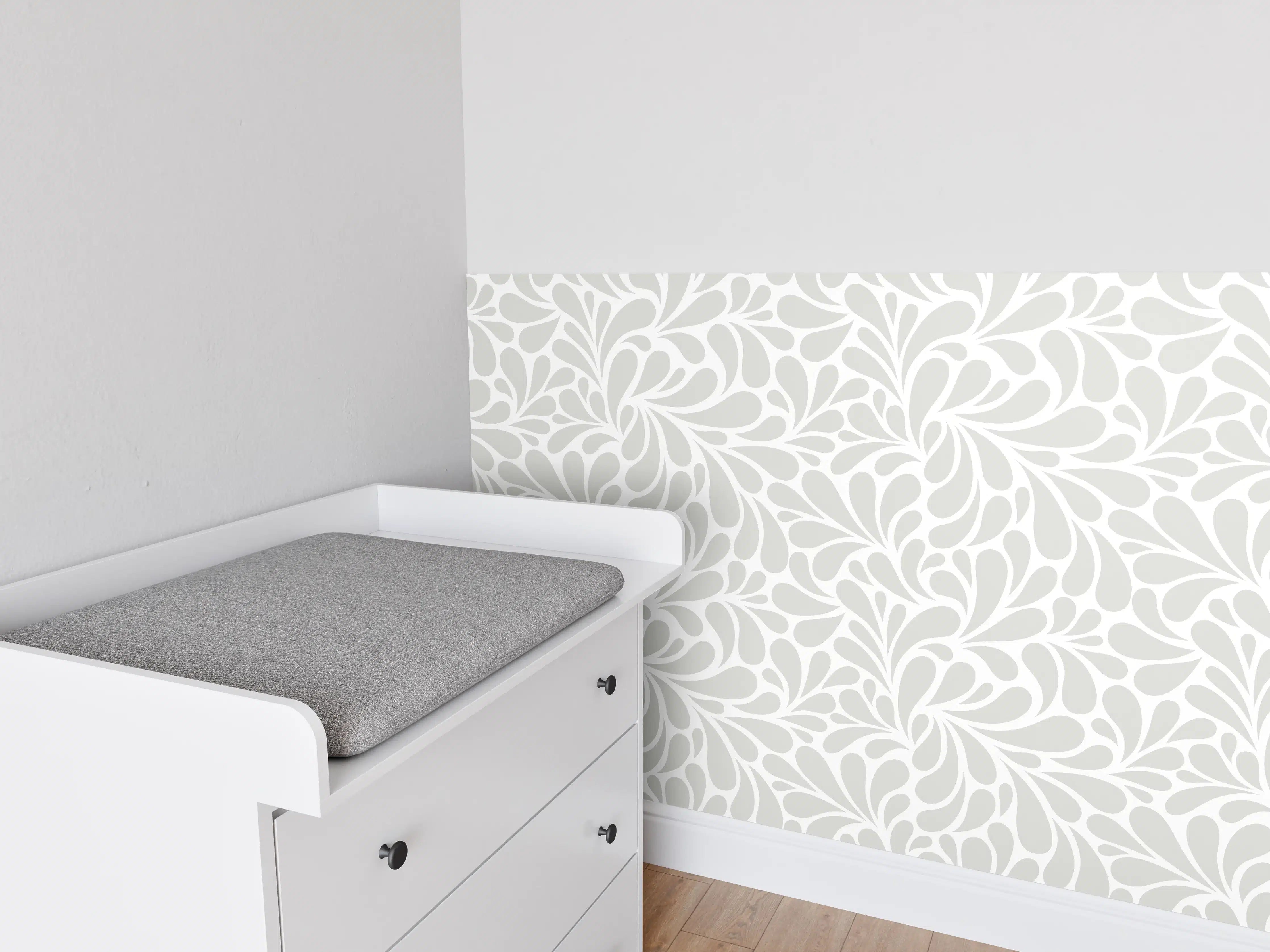 Babyzimmer Wandgestaltung - Weiße Marmor-Textur mit feinen Graunuancen